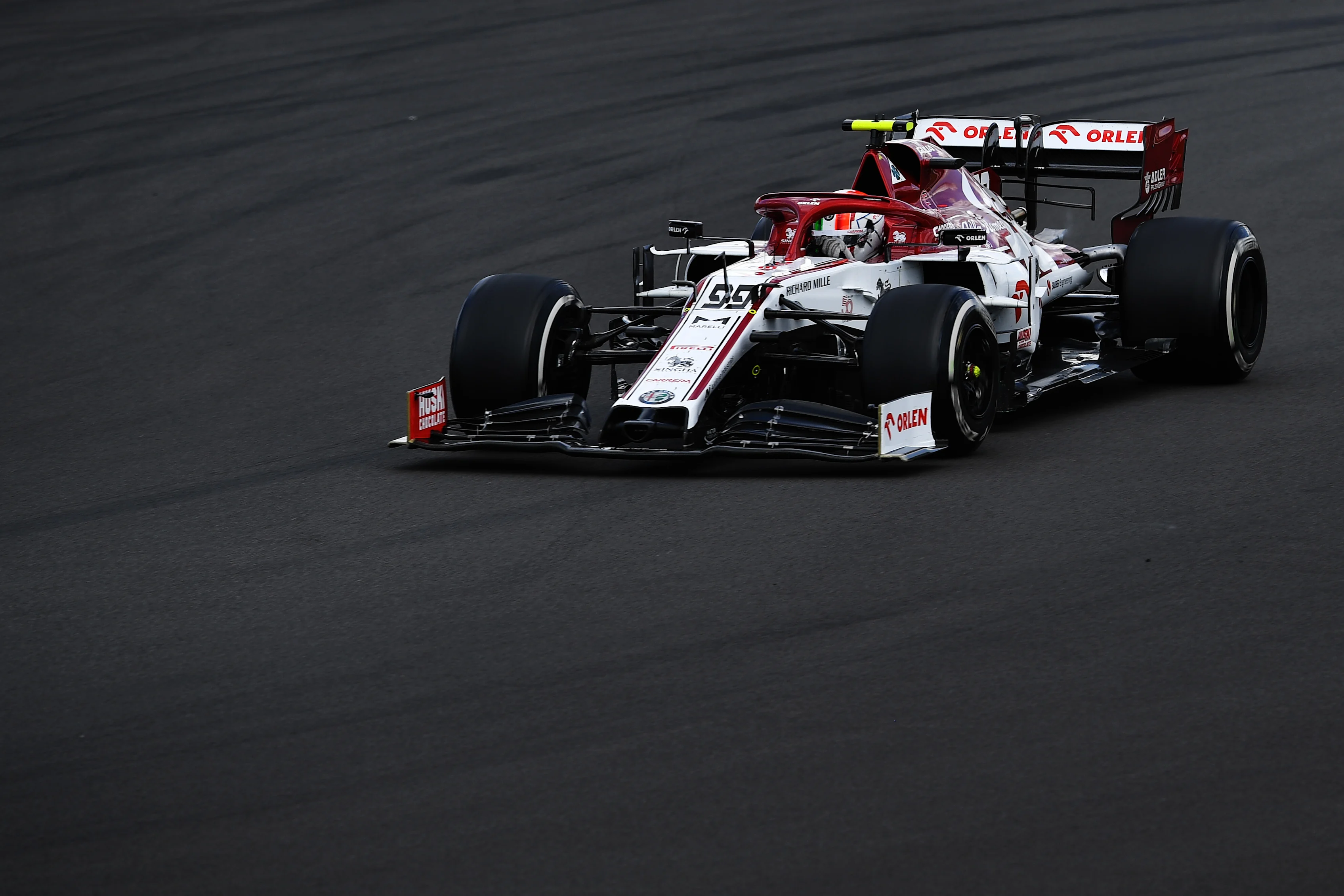 NORTHAMPTON, ENGLAND - AUGUST 02: Antonio Giovinazzi of Italy driving the (99) Alfa Romeo Racing C39 Ferrari on track during the F1 Grand Prix of Great Britain at Silverstone on August 02, 2020 in Northampton, England. (Photo by Ben Stansall/Pool via Getty Images)