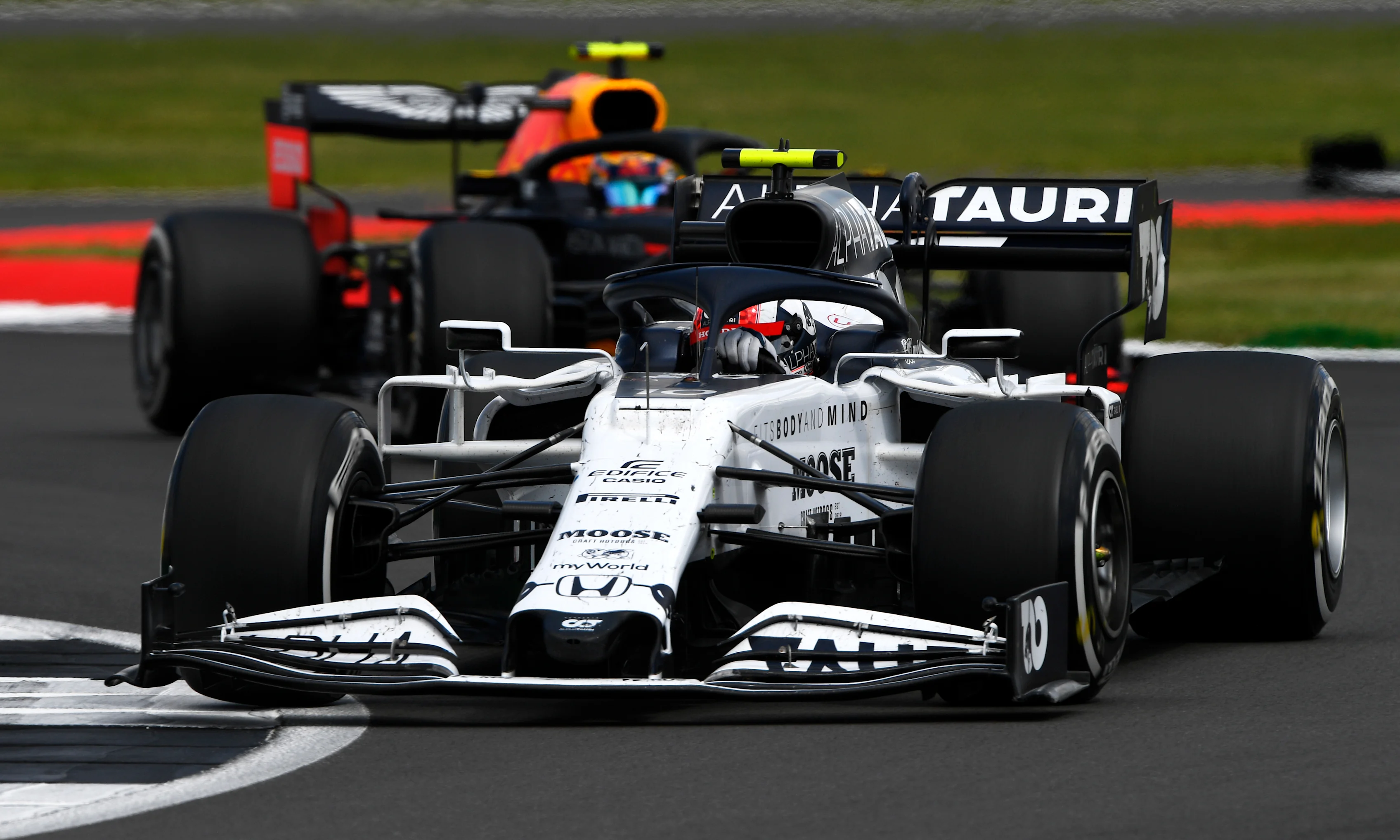 NORTHAMPTON, ENGLAND - AUGUST 02: Pierre Gasly of France driving the (10) Scuderia AlphaTauri AT01
