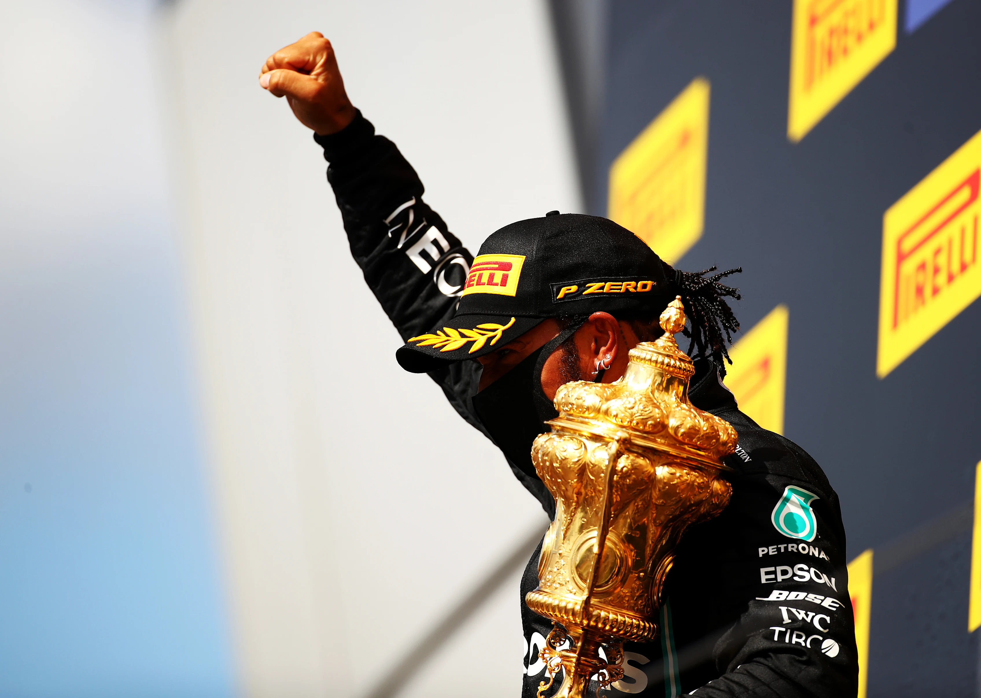 NORTHAMPTON, ENGLAND - AUGUST 02: Race winner Lewis Hamilton of Great Britain and Mercedes GP