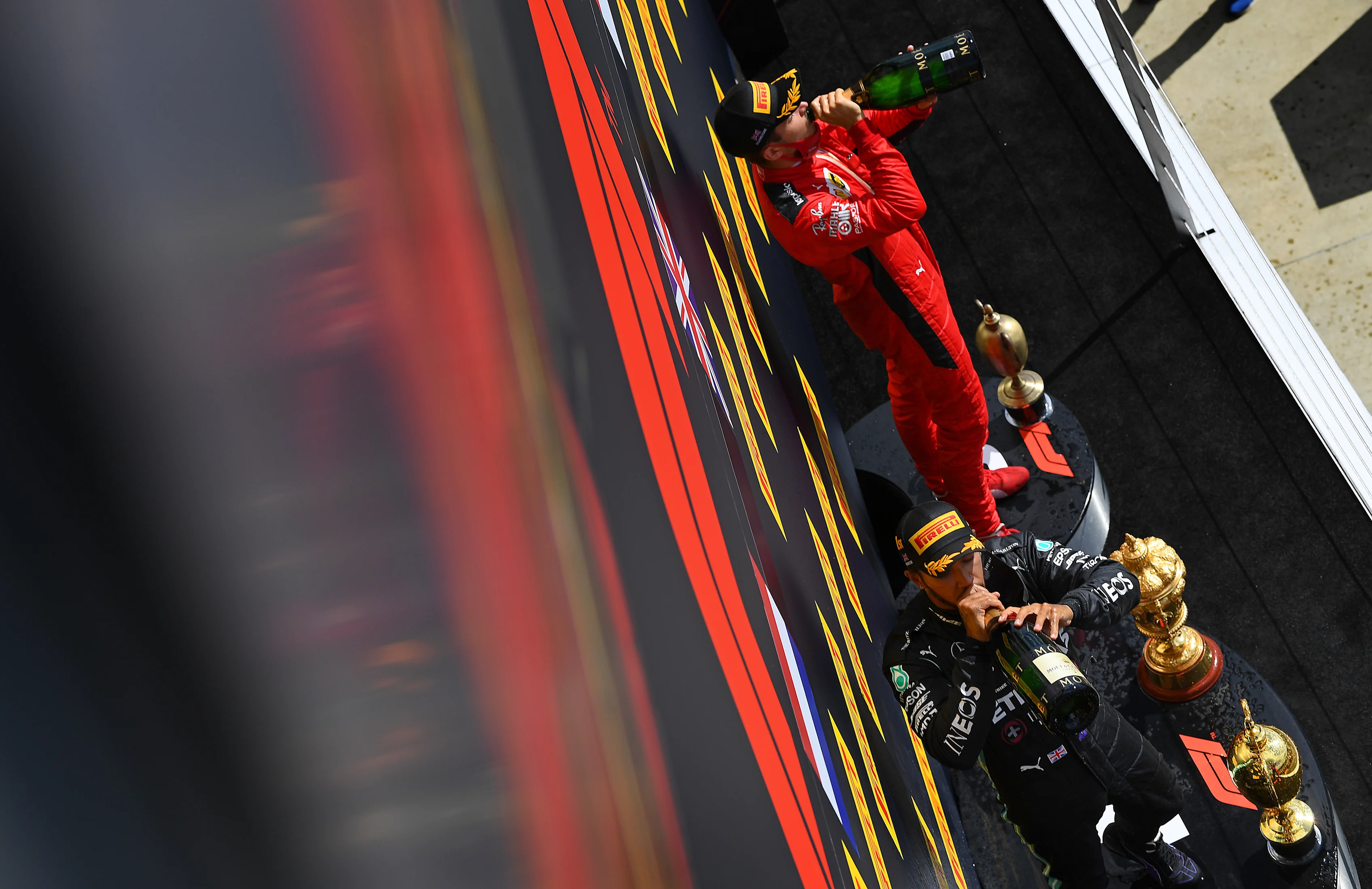 NORTHAMPTON, ENGLAND - AUGUST 02: Race winner Lewis Hamilton of Great Britain and Mercedes GP and