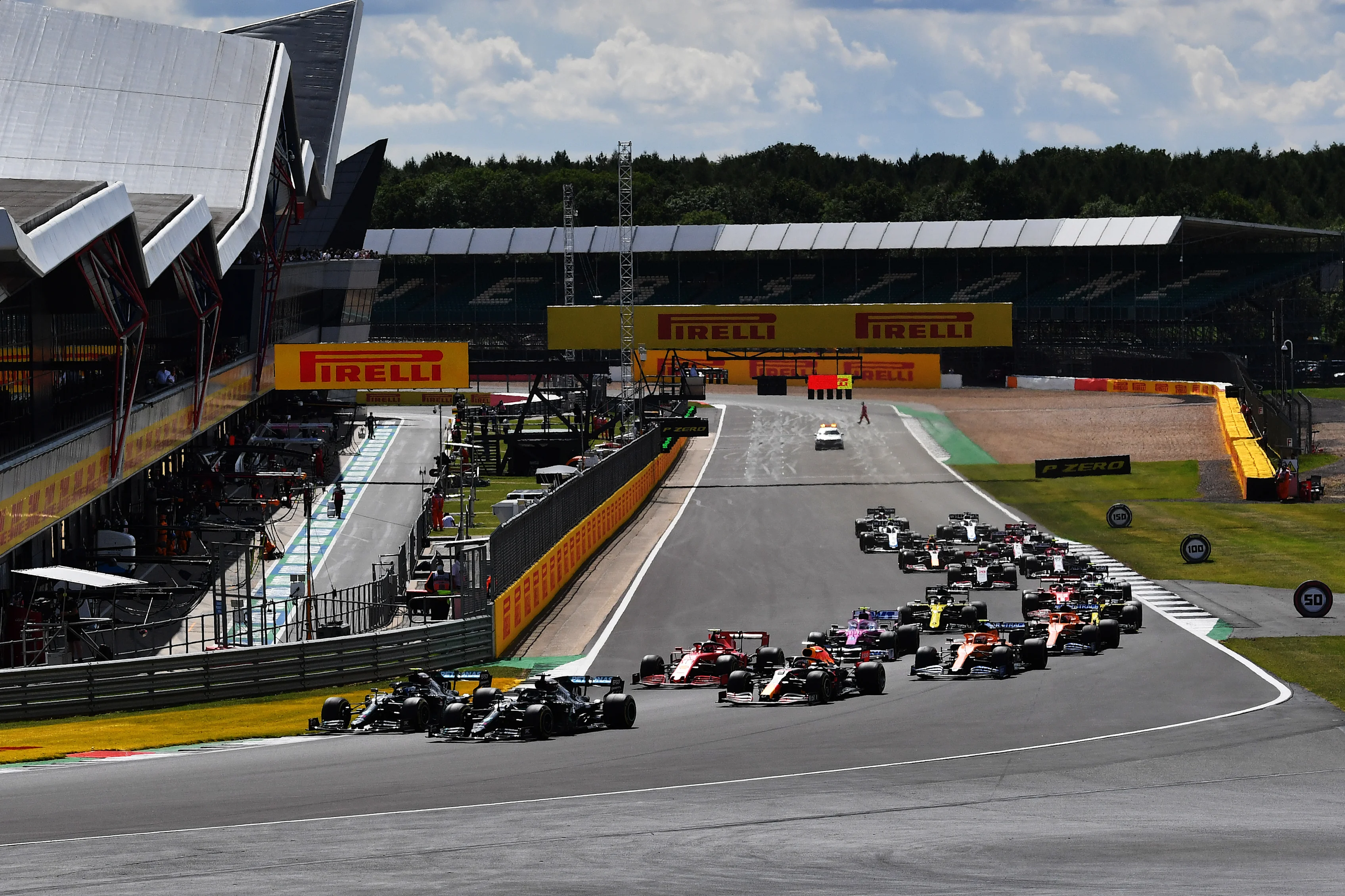 NORTHAMPTON, ENGLAND - AUGUST 02: Lewis Hamilton of Great Britain driving the (44) Mercedes AMG