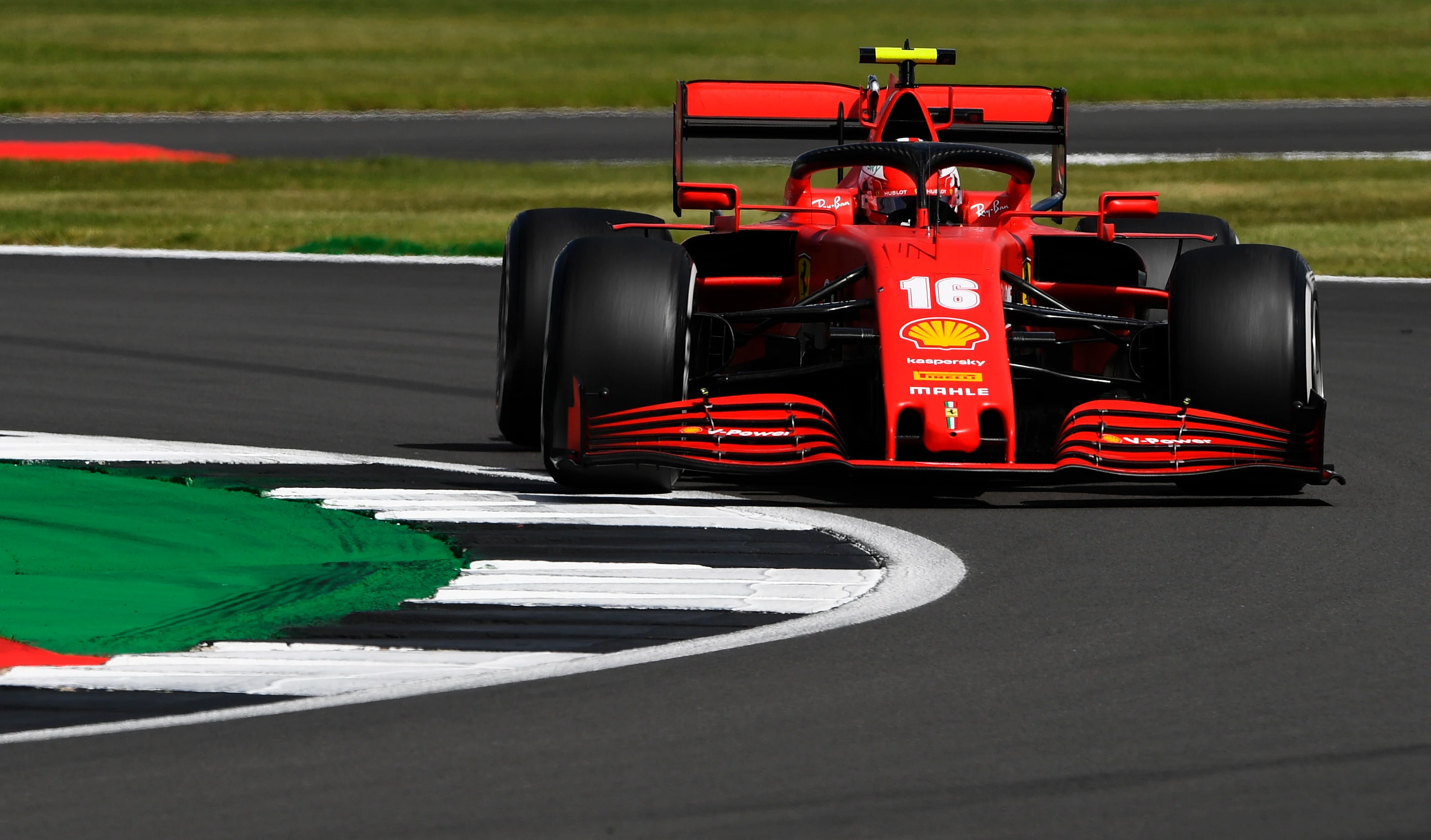 NORTHAMPTON, ENGLAND - AUGUST 02: Charles Leclerc of Monaco driving the (16) Scuderia Ferrari