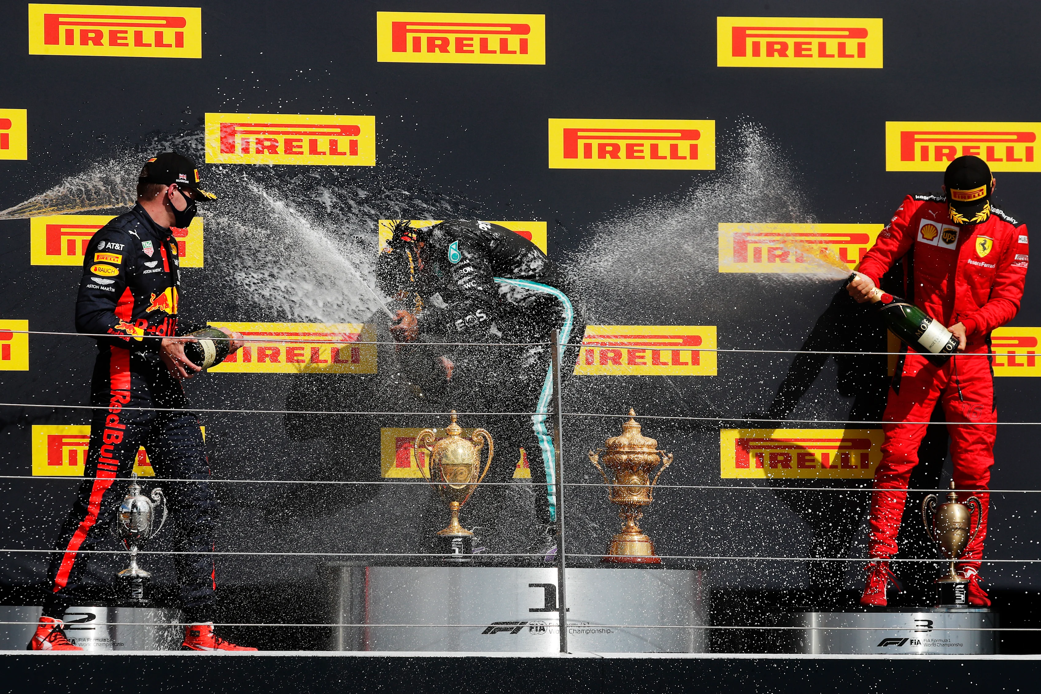 NORTHAMPTON, ENGLAND - AUGUST 02: Race winner Lewis Hamilton of Great Britain and Mercedes GP (C),