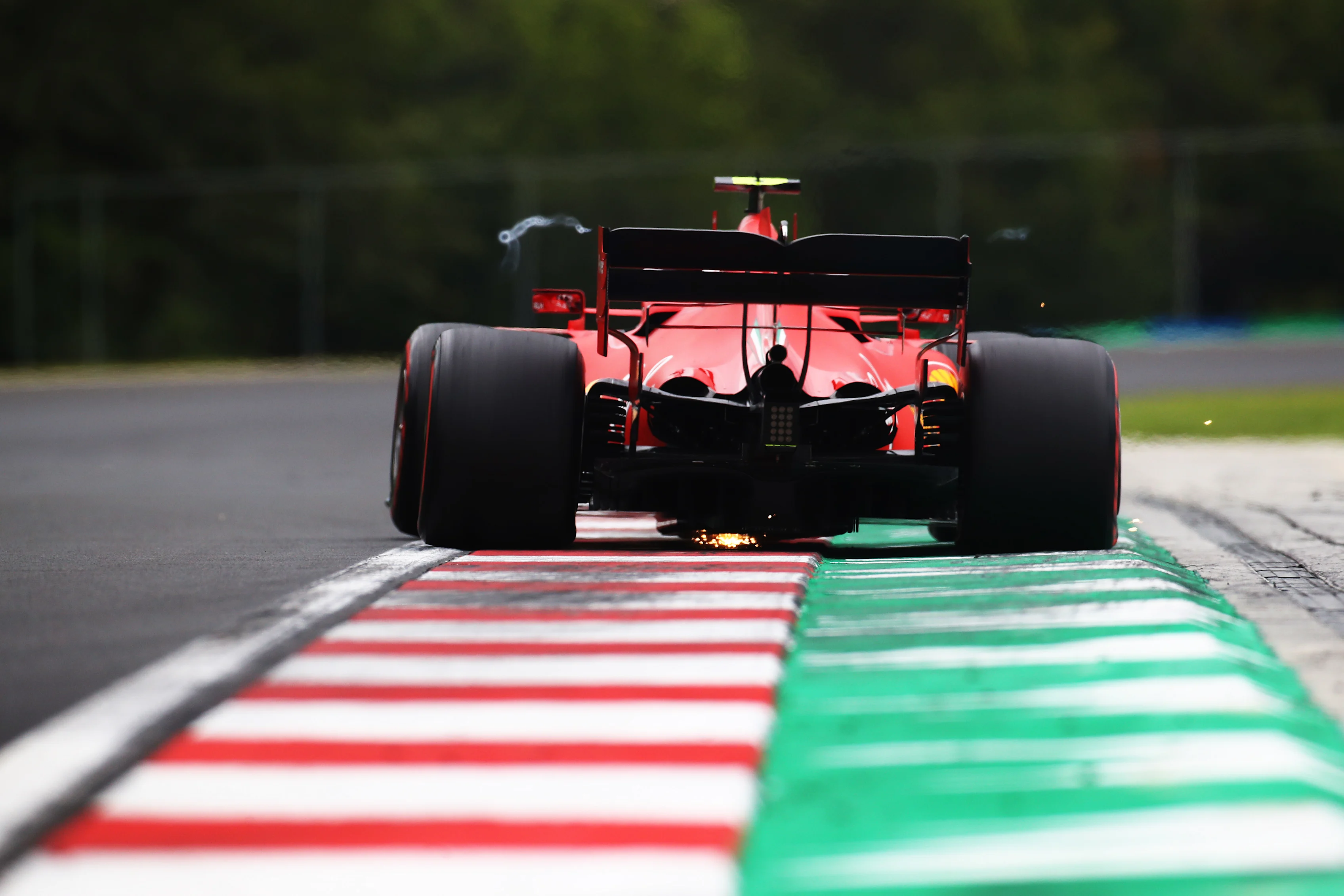 BUDAPEST, HUNGARY - JULY 18: Charles Leclerc of Monaco driving the (16) Scuderia Ferrari SF1000 on track during qualifying for the F1 Grand Prix of Hungary at Hungaroring on July 18, 2020 in Budapest, Hungary. (Photo by Mark Thompson/Getty Images)