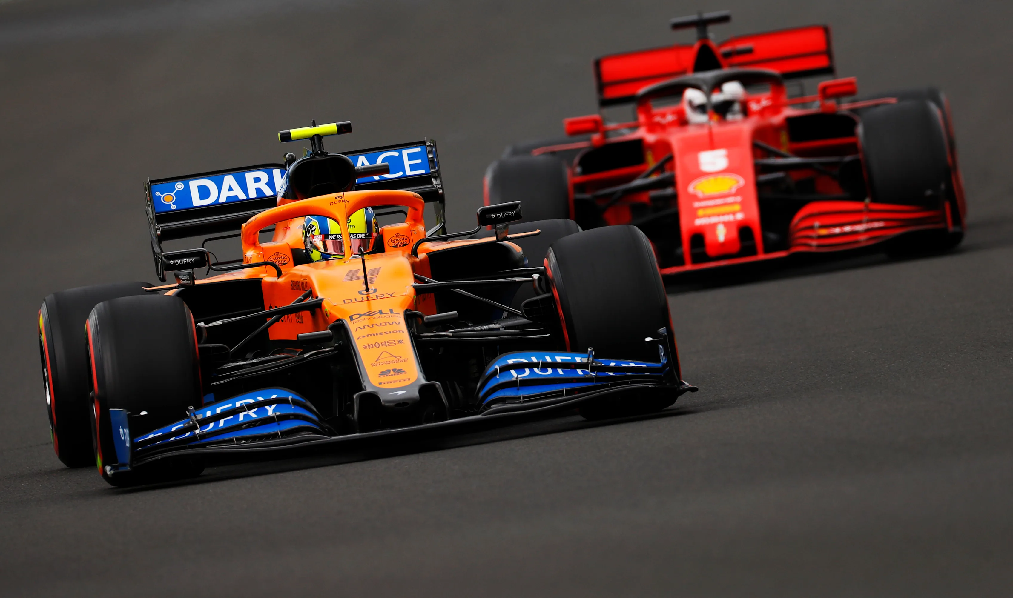 BUDAPEST, HUNGARY - JULY 18: Lando Norris of Great Britain driving the (4) McLaren F1 Team MCL35