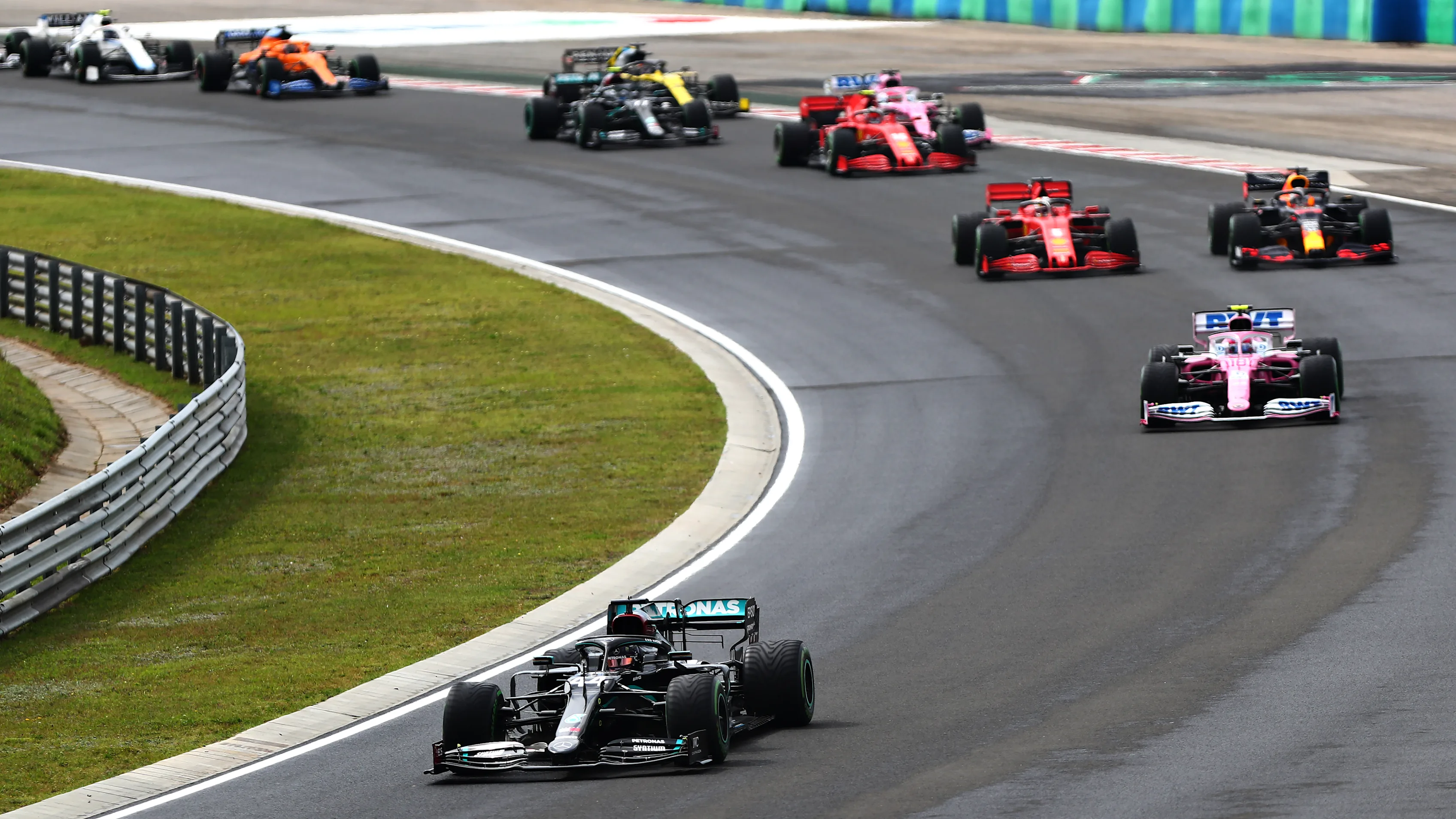 BUDAPEST, HUNGARY - JULY 19: Lewis Hamilton of Great Britain driving the (44) Mercedes AMG Petronas