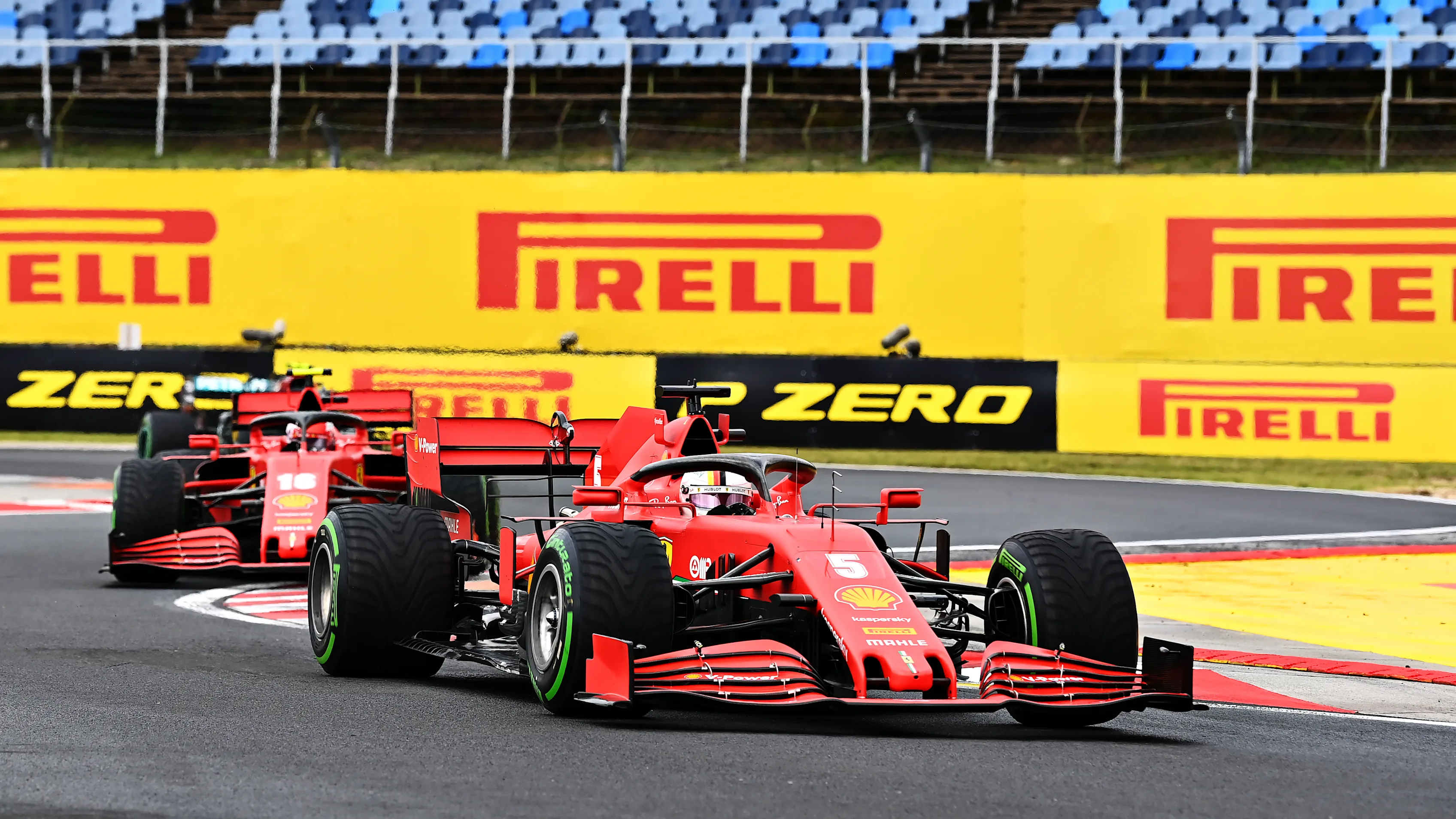 BUDAPEST, HUNGARY - JULY 19: Sebastian Vettel of Germany driving the (5) Scuderia Ferrari SF1000