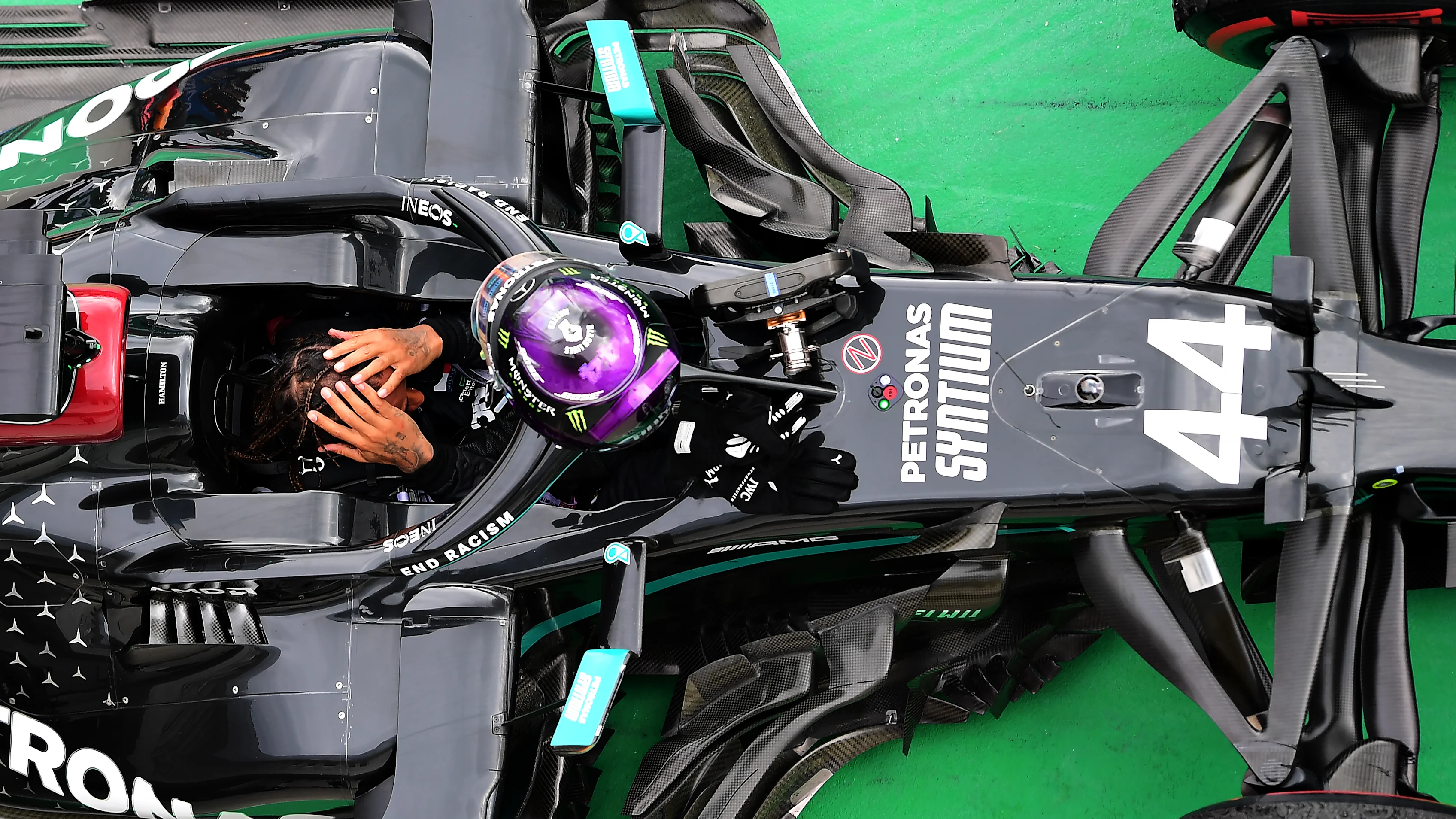 BUDAPEST, HUNGARY - JULY 19: Race winner Lewis Hamilton of Great Britain and Mercedes GP celebrates