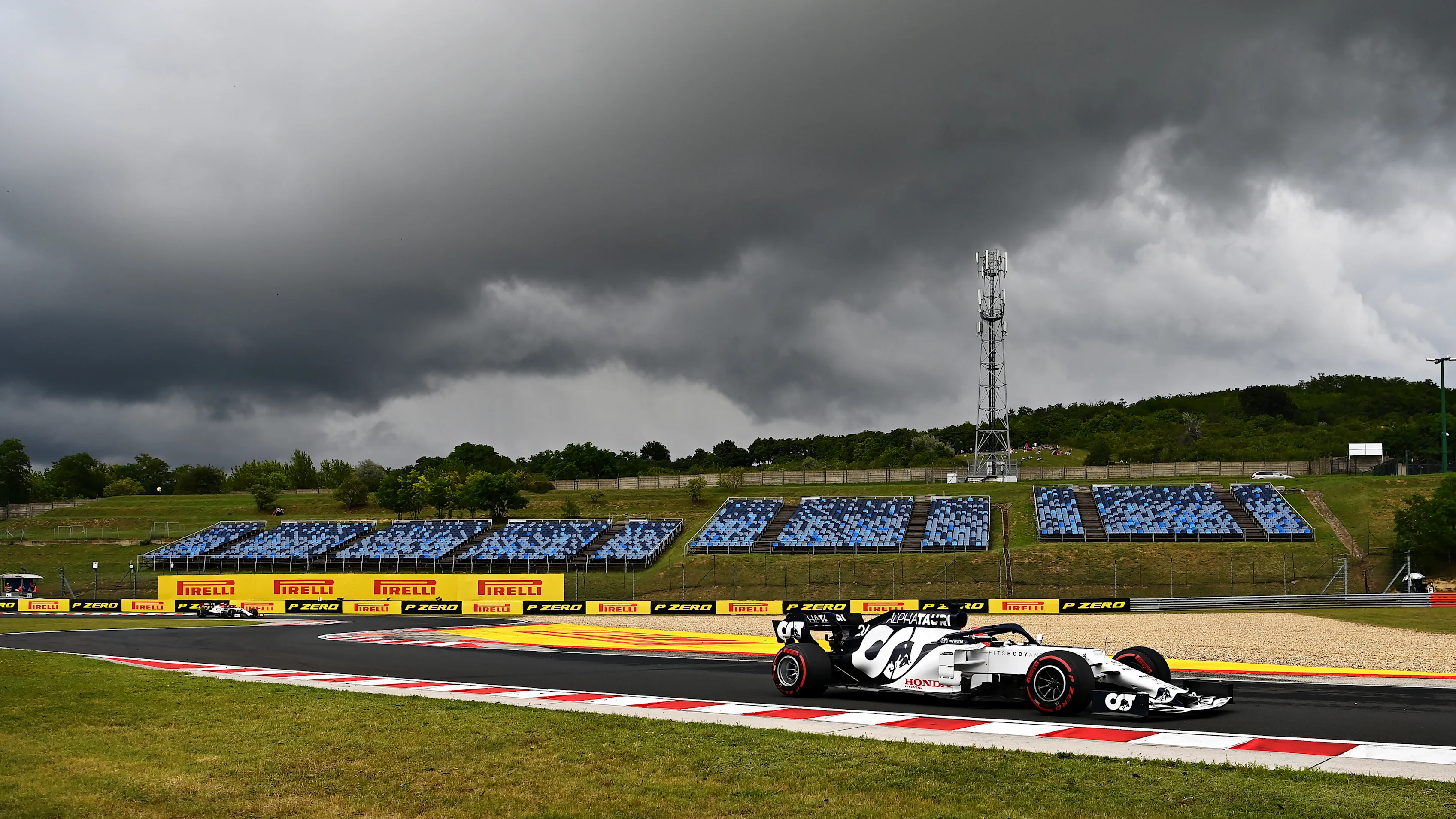 BUDAPEST, HUNGARY - JULY 19: Daniil Kvyat of Russia driving the (26) Scuderia AlphaTauri AT01 Honda during the Formula One Grand Prix of Hungary at Hungaroring on July 19, 2020 in Budapest, Hungary. (Photo by Clive Mason - Formula 1/Formula 1 via Getty Images)
