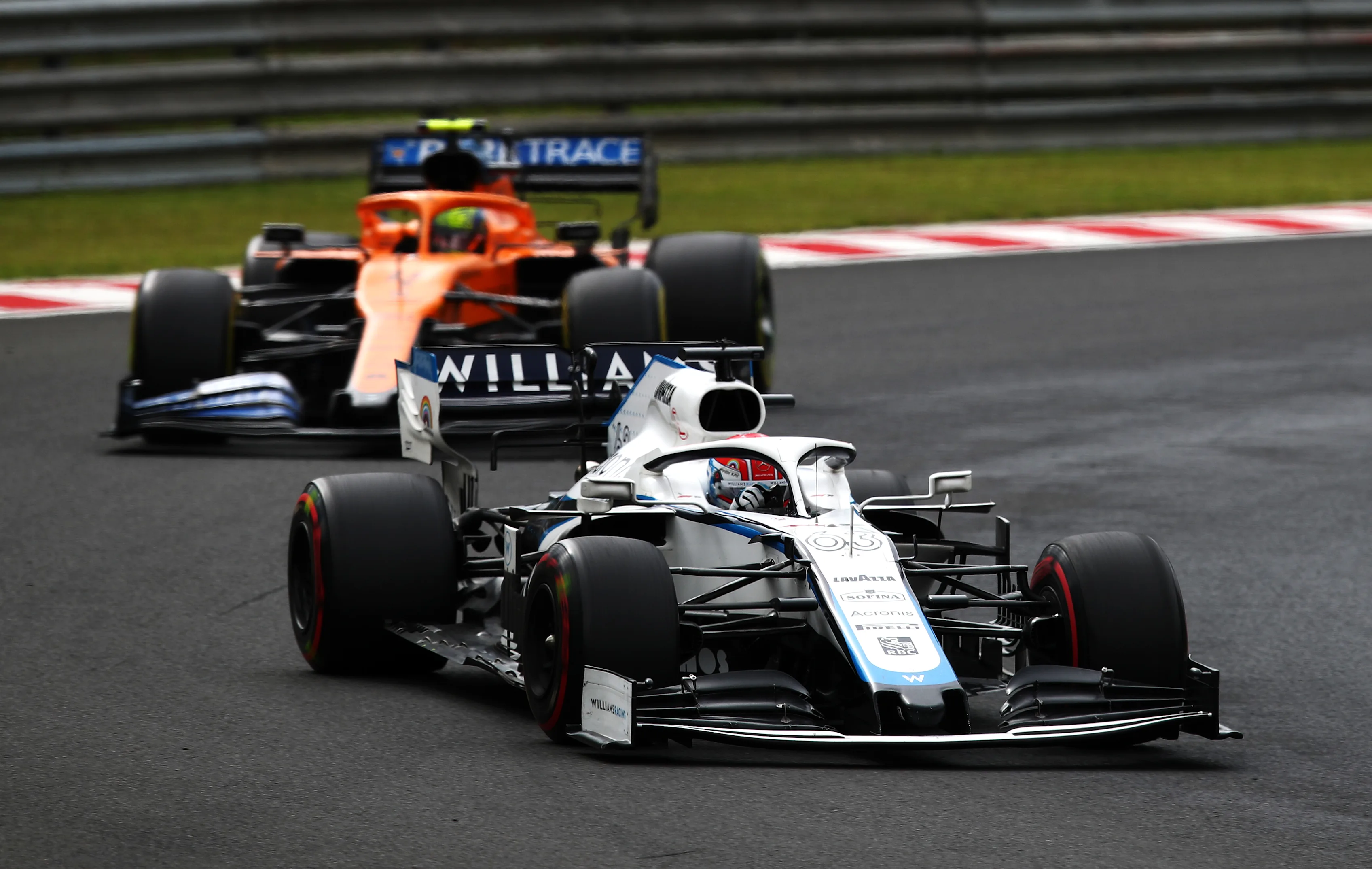 BUDAPEST, HUNGARY - JULY 19: George Russell of Great Britain driving the (63) Williams Racing FW43