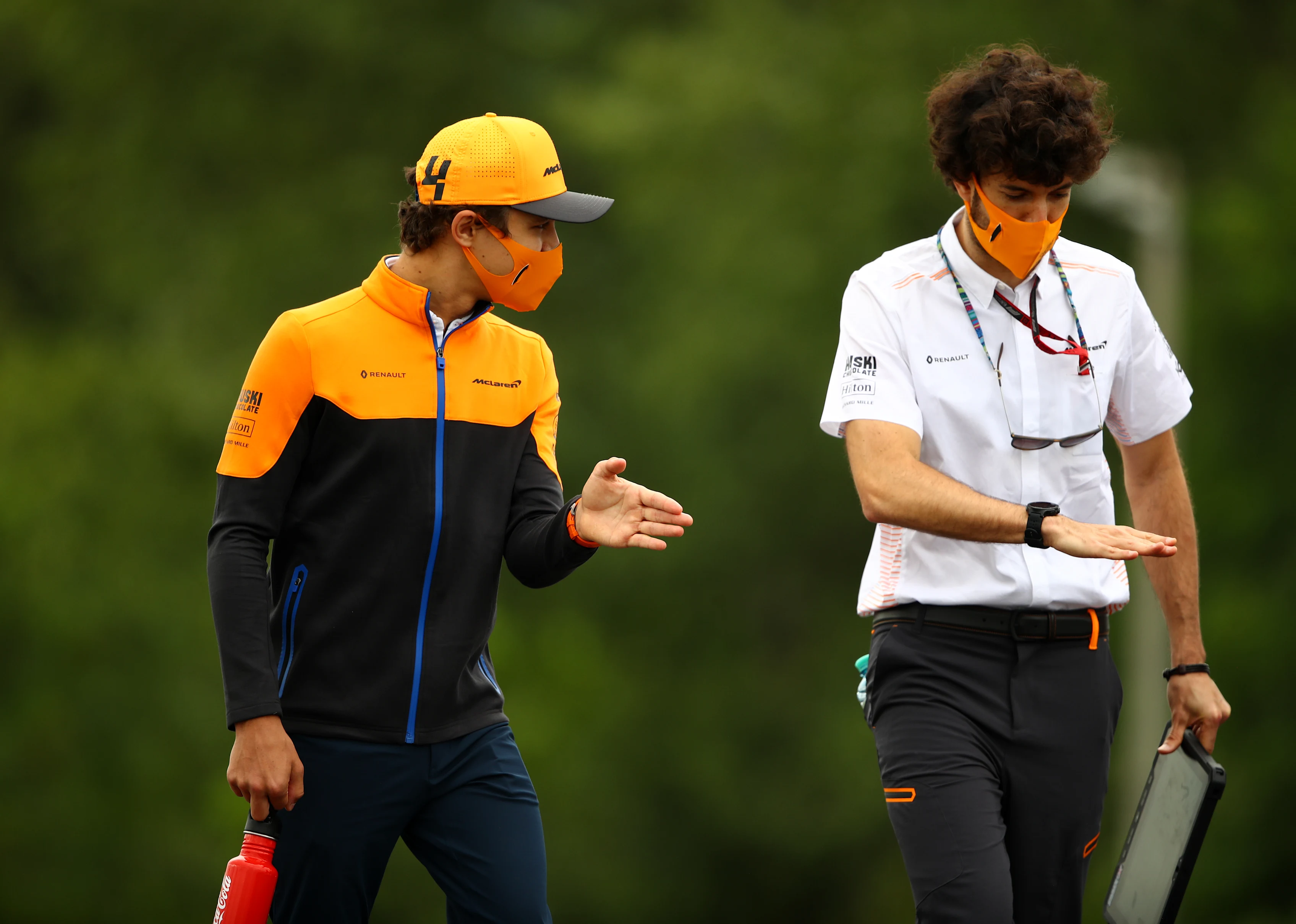 BUDAPEST, HUNGARY - JULY 16: Lando Norris of Great Britain and McLaren F1 walks the track with a