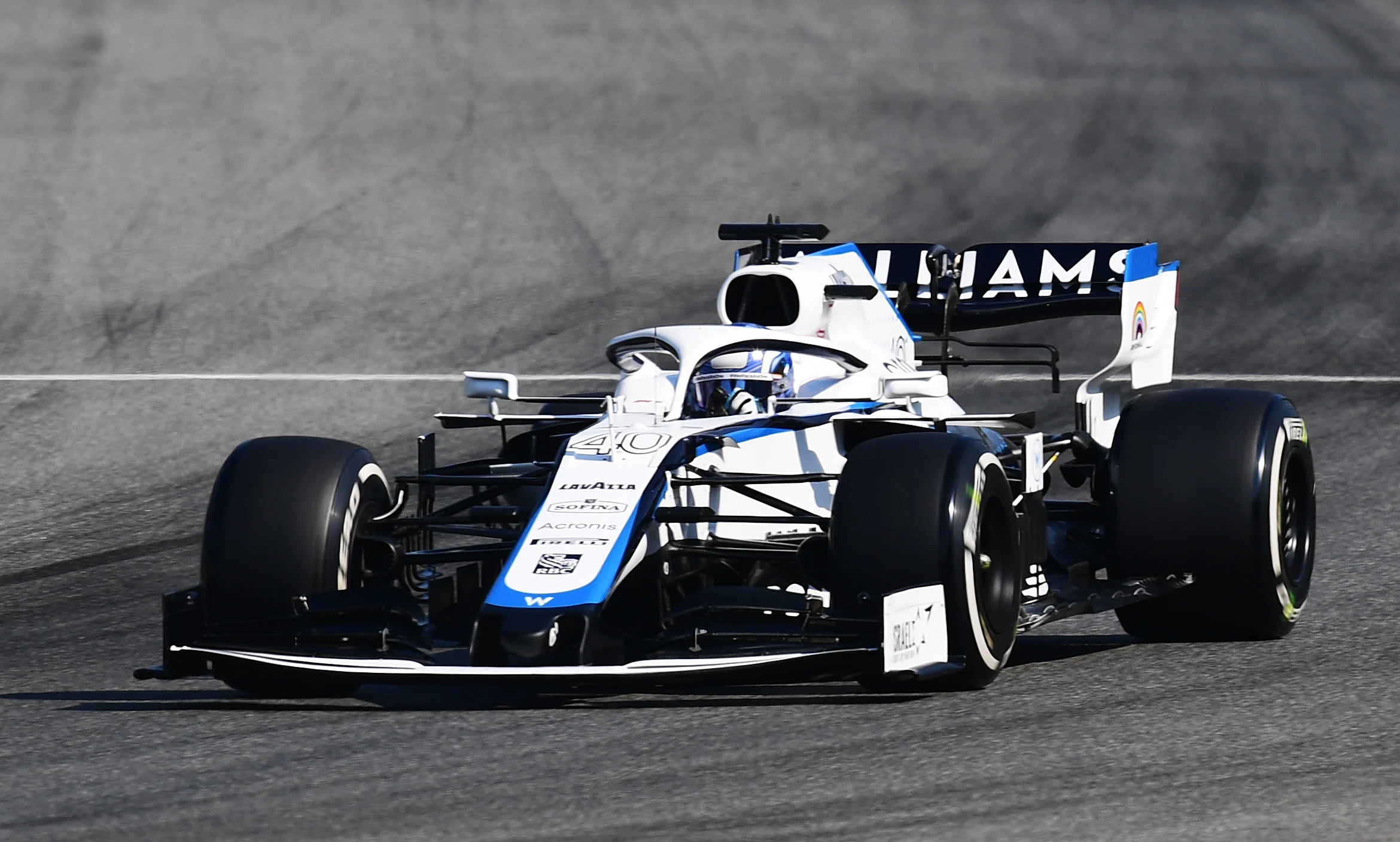 MONZA, ITALY - SEPTEMBER 04: George Russell of Great Britain driving the (63) Williams Racing FW43 Mercedes on track during practice for the F1 Grand Prix of Italy at Autodromo di Monza on September 04, 2020 in Monza, Italy. (Photo by Miguel Medina/Pool via Getty Images)