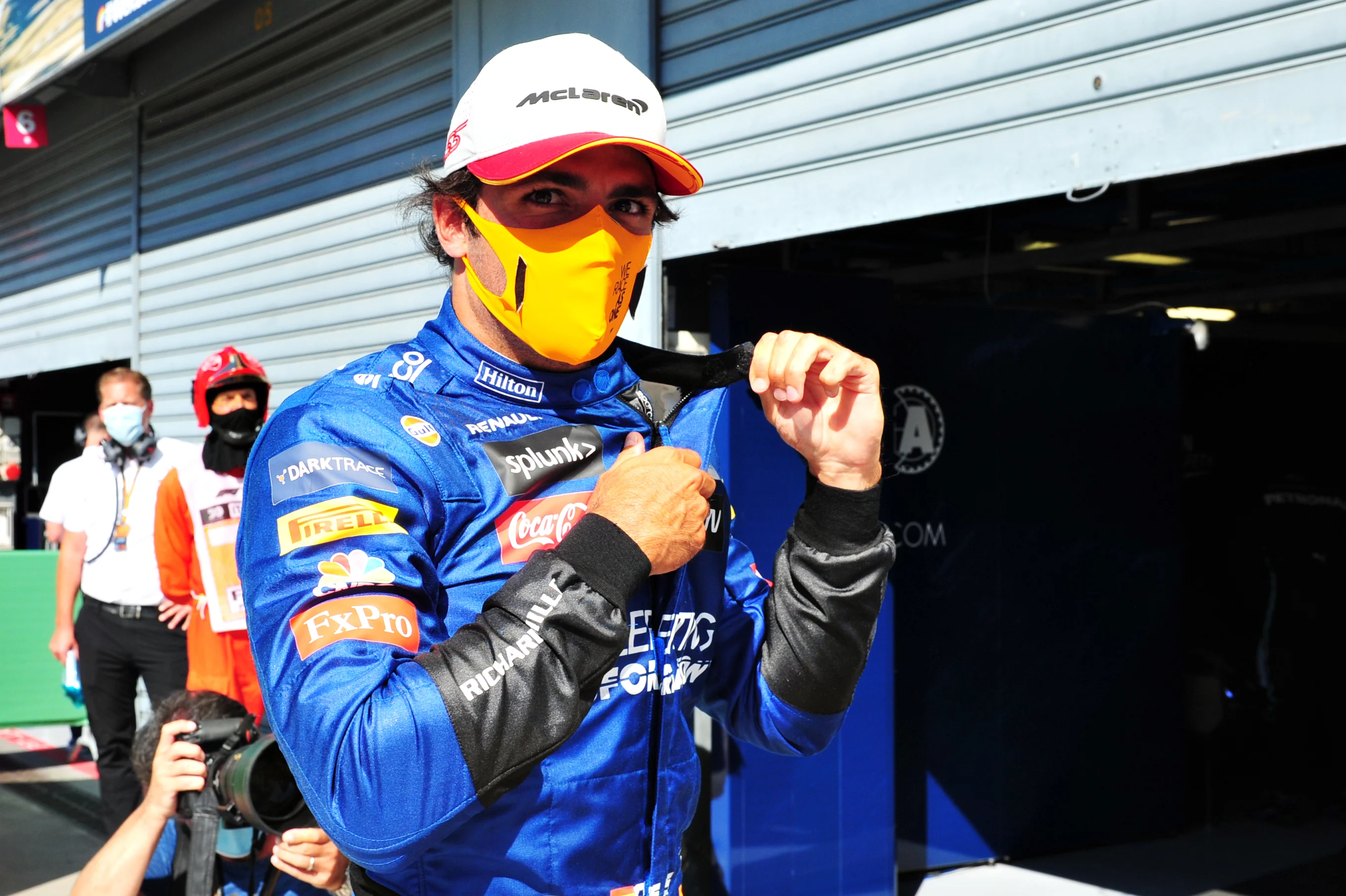 MONZA, ITALY - SEPTEMBER 05: Third place qualifier Carlos Sainz of Spain and McLaren F1 looks on in