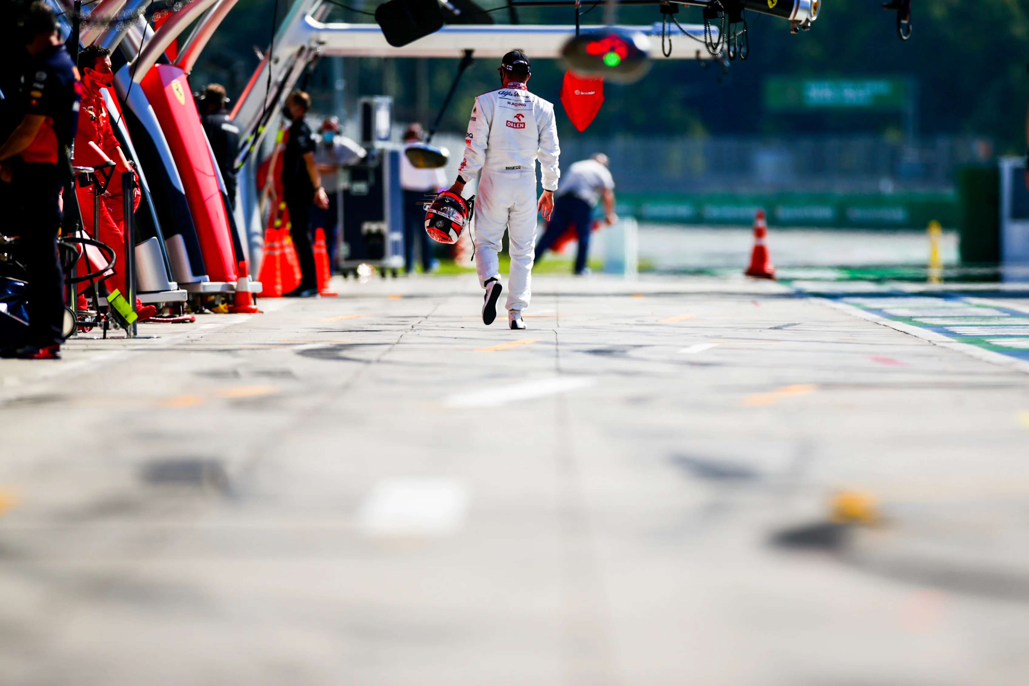 MONZA, ITALY - SEPTEMBER 05: Kimi Raikkonen of Alfa Romeo and Finland  during qualifying for the F1 Grand Prix of Italy at Autodromo di Monza on September 05, 2020 in Monza, Italy. (Photo by Peter Fox/Getty Images)