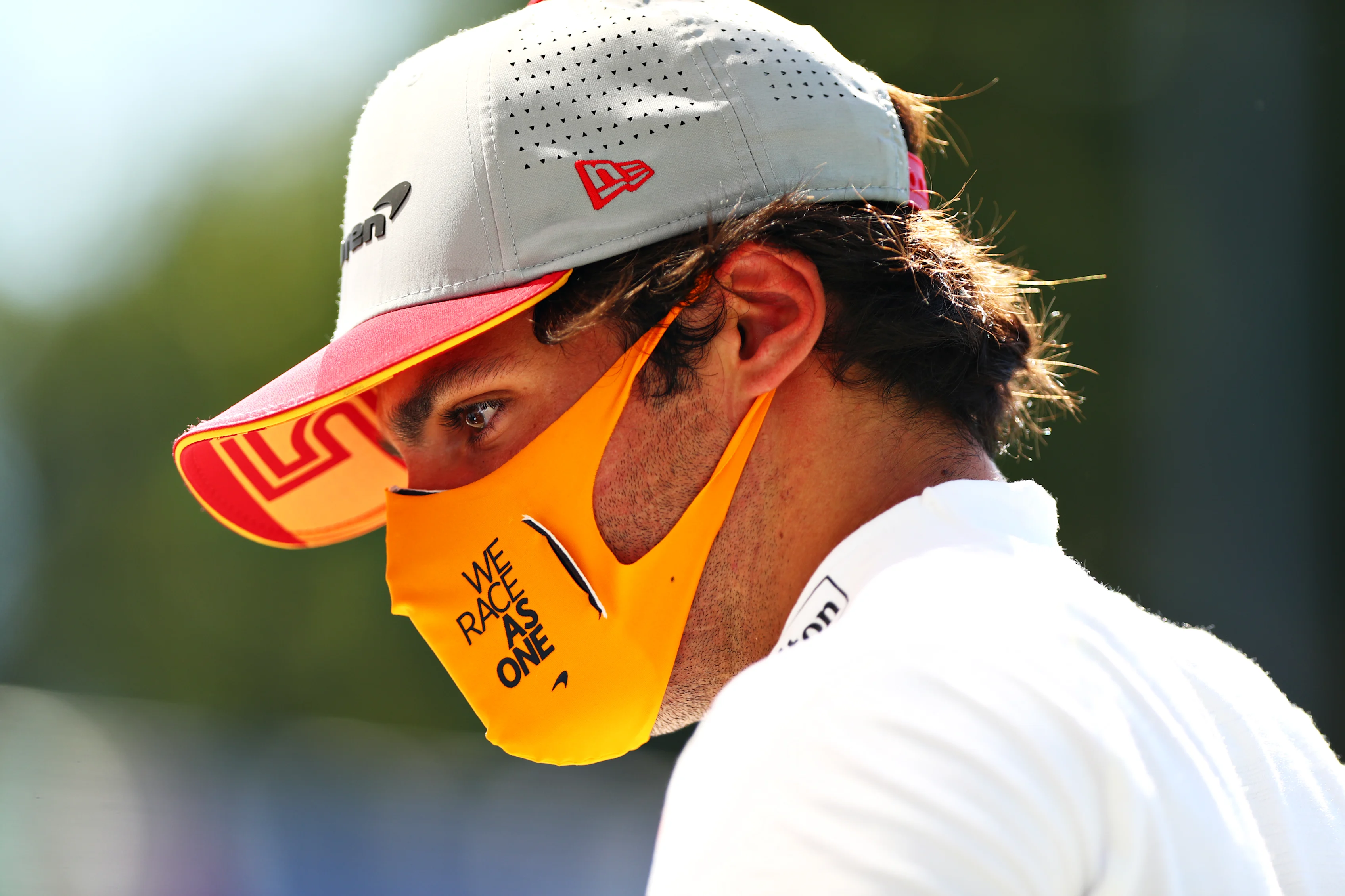 MONZA, ITALY - SEPTEMBER 05: Third place qualifier Carlos Sainz of Spain and McLaren F1 looks on in