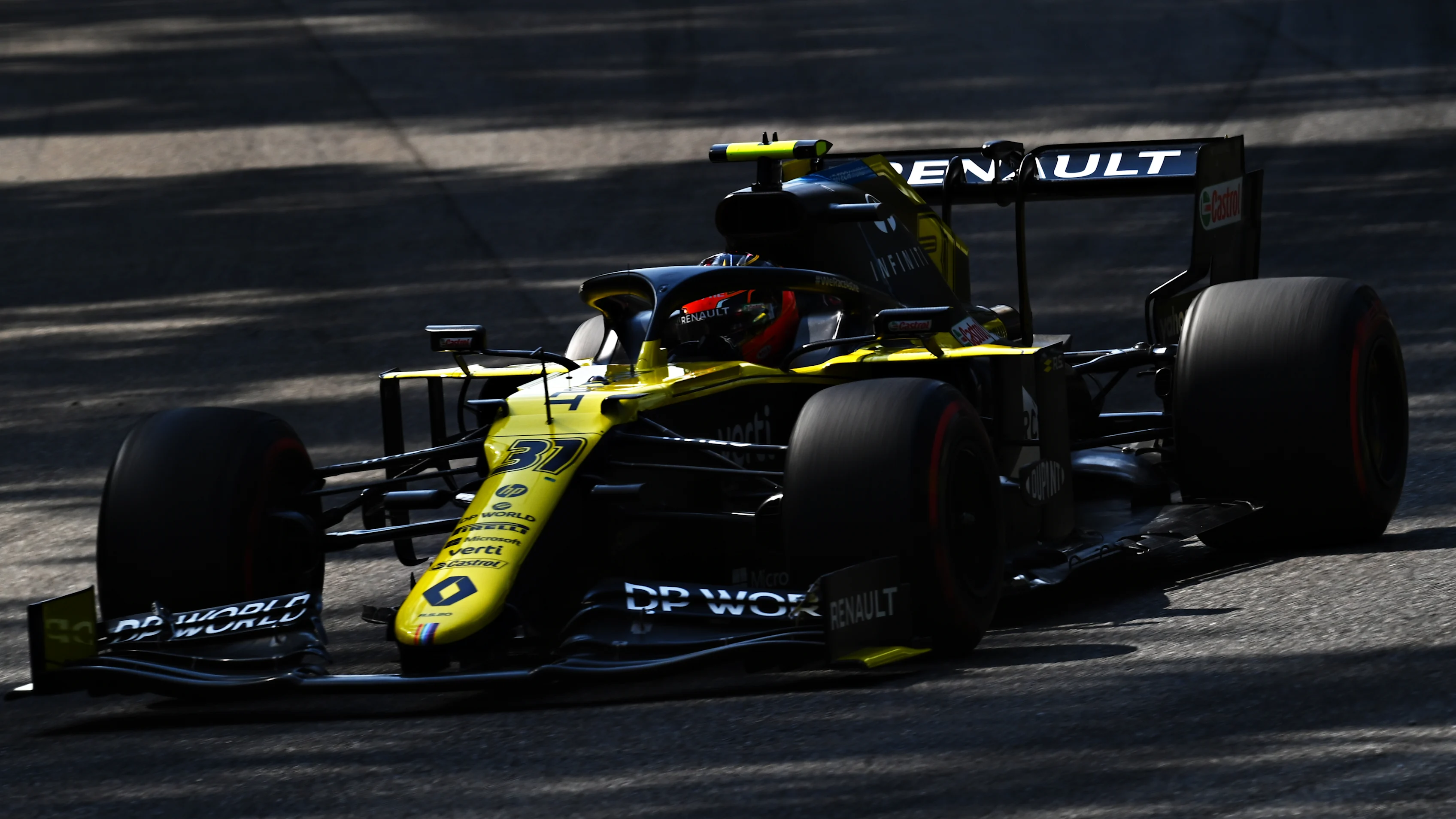 MONZA, ITALY - SEPTEMBER 06: Esteban Ocon of France driving the (31) Renault Sport Formula One Team RS20 on his way to the grid before the F1 Grand Prix of Italy at Autodromo di Monza on September 06, 2020 in Monza, Italy. (Photo by Clive Mason - Formula 1/Formula 1 via Getty Images)