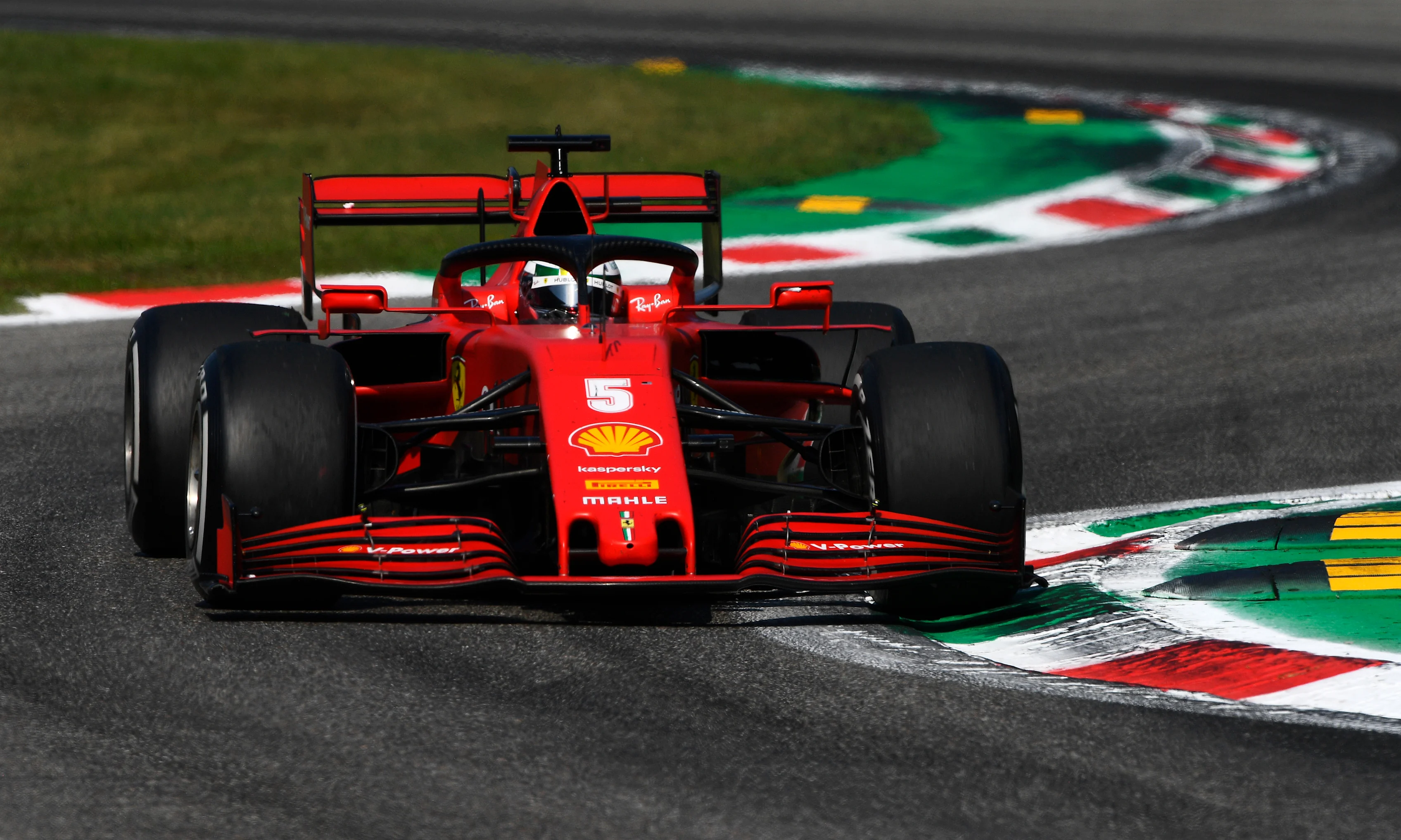 MONZA, ITALY - SEPTEMBER 06: Sebastian Vettel of Germany driving the (5) Scuderia Ferrari SF1000 on