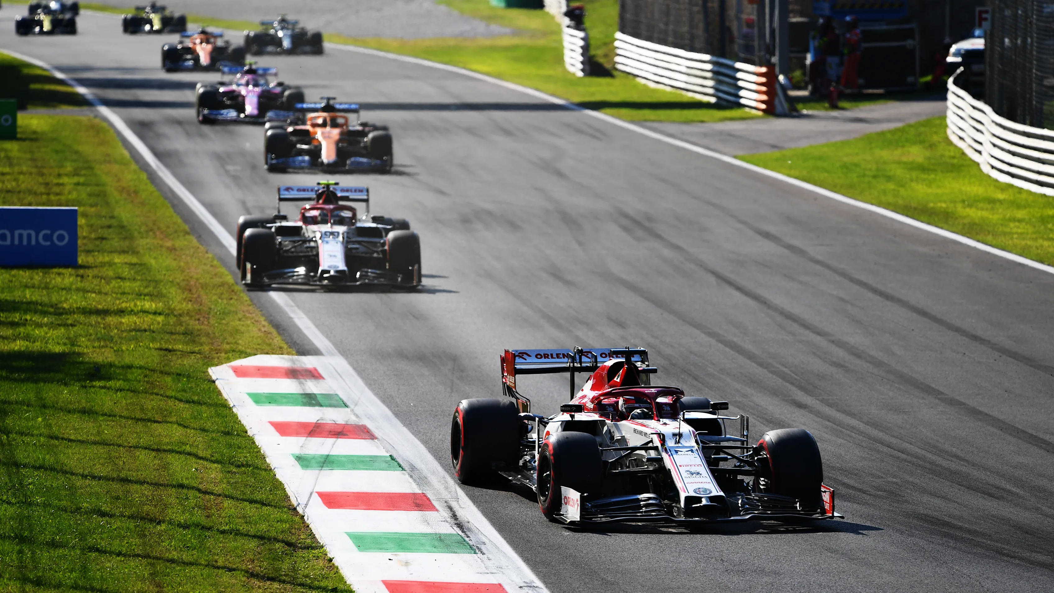 MONZA, ITALY - SEPTEMBER 06: Kimi Raikkonen of Finland driving the (7) Alfa Romeo Racing C39