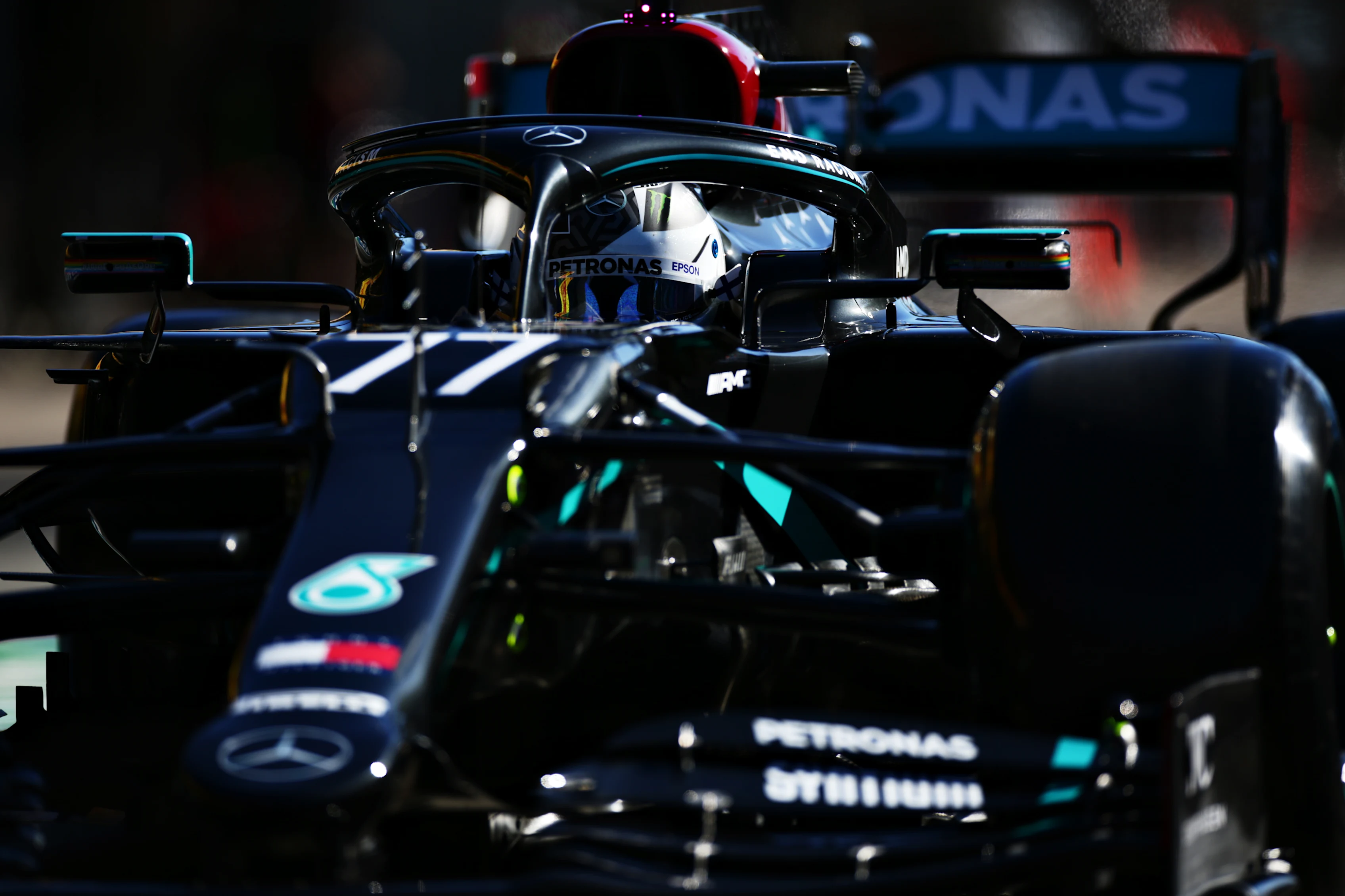 PORTIMAO, PORTUGAL - OCTOBER 23: Valtteri Bottas of Finland driving the (77) Mercedes AMG Petronas