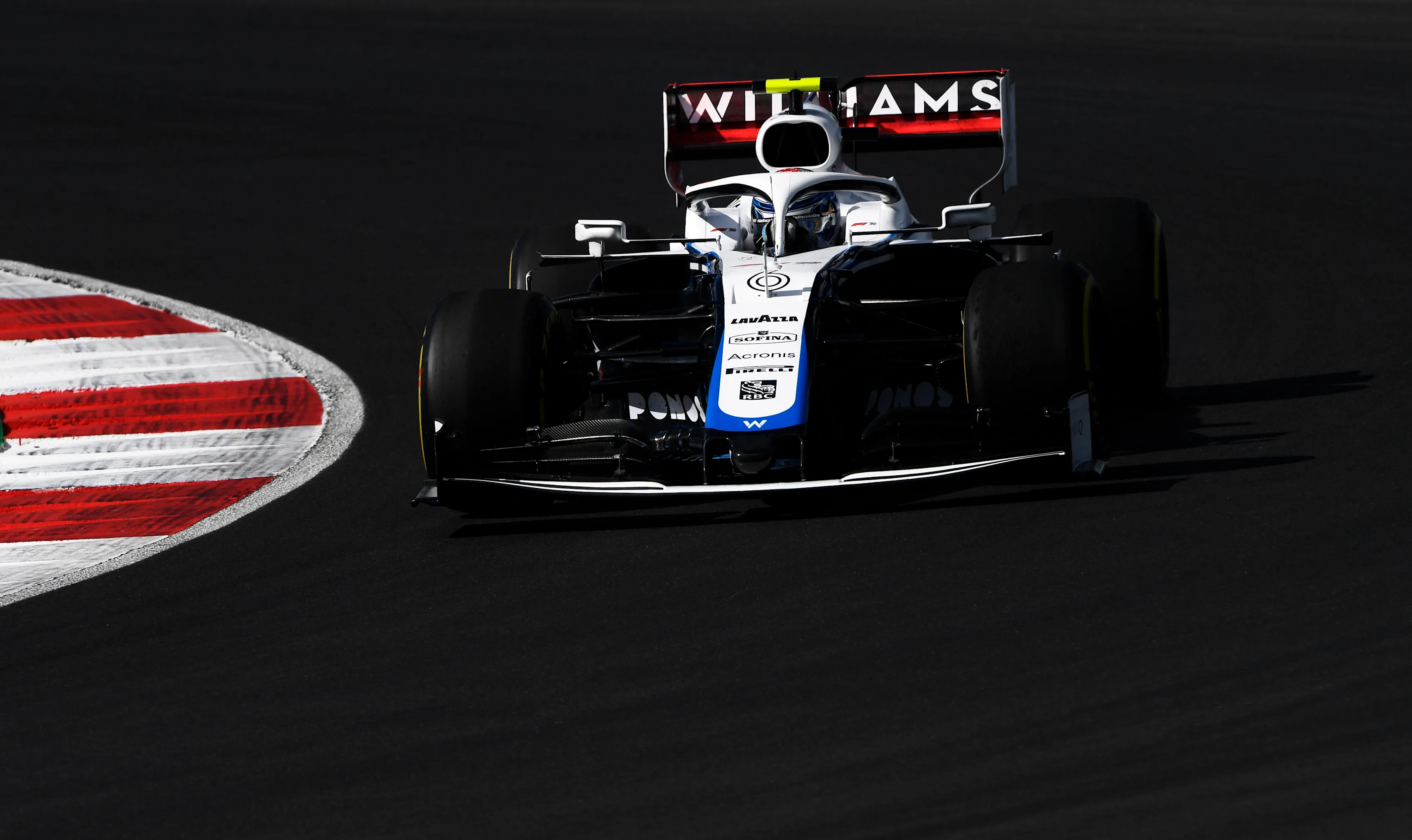 PORTIMAO, PORTUGAL - OCTOBER 23: Nicholas Latifi of Canada driving the (6) Williams Racing FW43 Mercedes on track during practice ahead of the F1 Grand Prix of Portugal at Autodromo Internacional do Algarve on October 23, 2020 in Portimao, Portugal. (Photo by Rudy Carezzevoli/Getty Images)