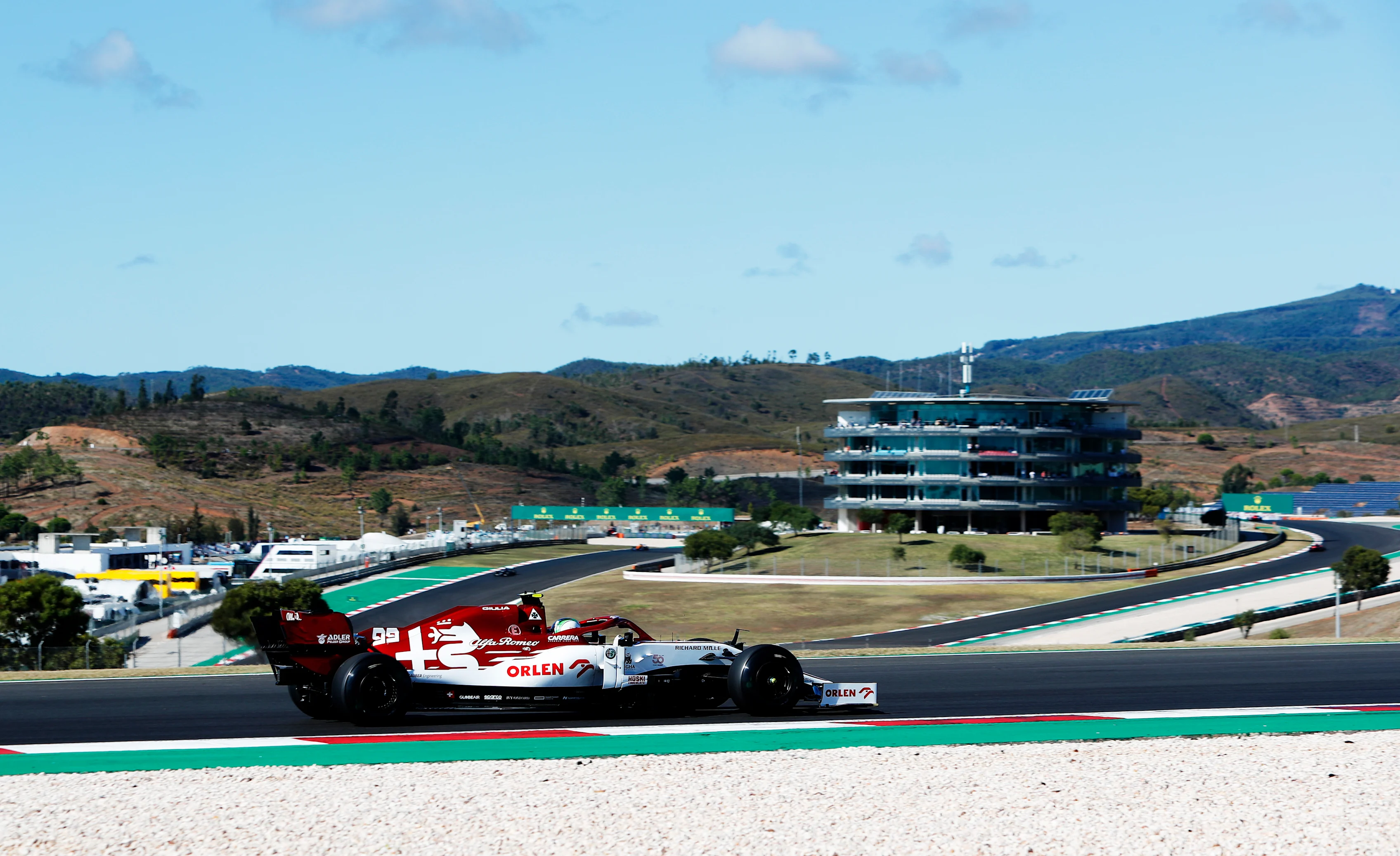 PORTIMAO, PORTUGAL - OCTOBER 23: Kimi Raikkonen of Finland driving the (7) Alfa Romeo Racing C39