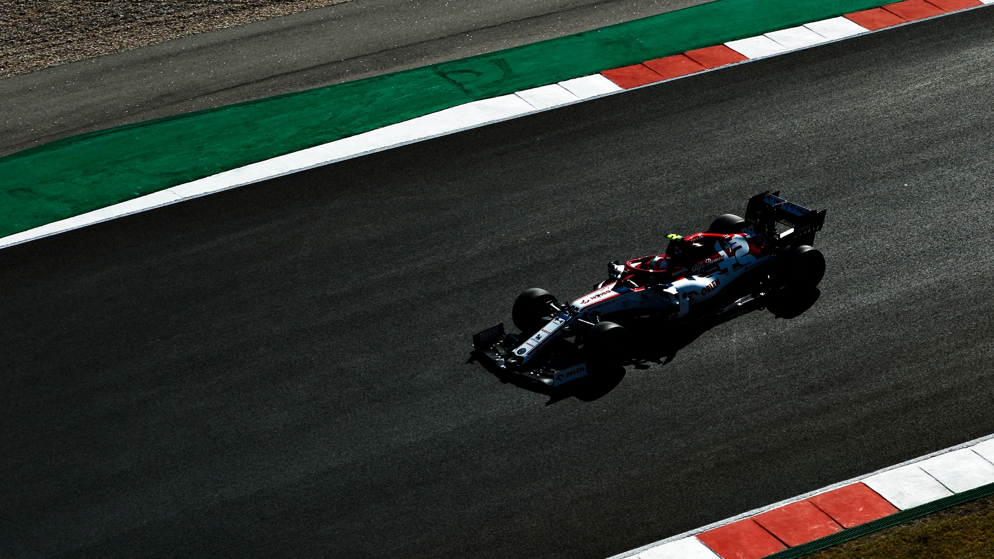 PORTIMAO, PORTUGAL - OCTOBER 24: Antonio Giovinazzi of Italy driving the (99) Alfa Romeo Racing C39 Ferrari during final practice ahead of the F1 Grand Prix of Portugal at Autodromo Internacional do Algarve on October 24, 2020 in Portimao, Portugal. (Photo by Octavio Passos - Formula 1/Formula 1 via Getty Images)