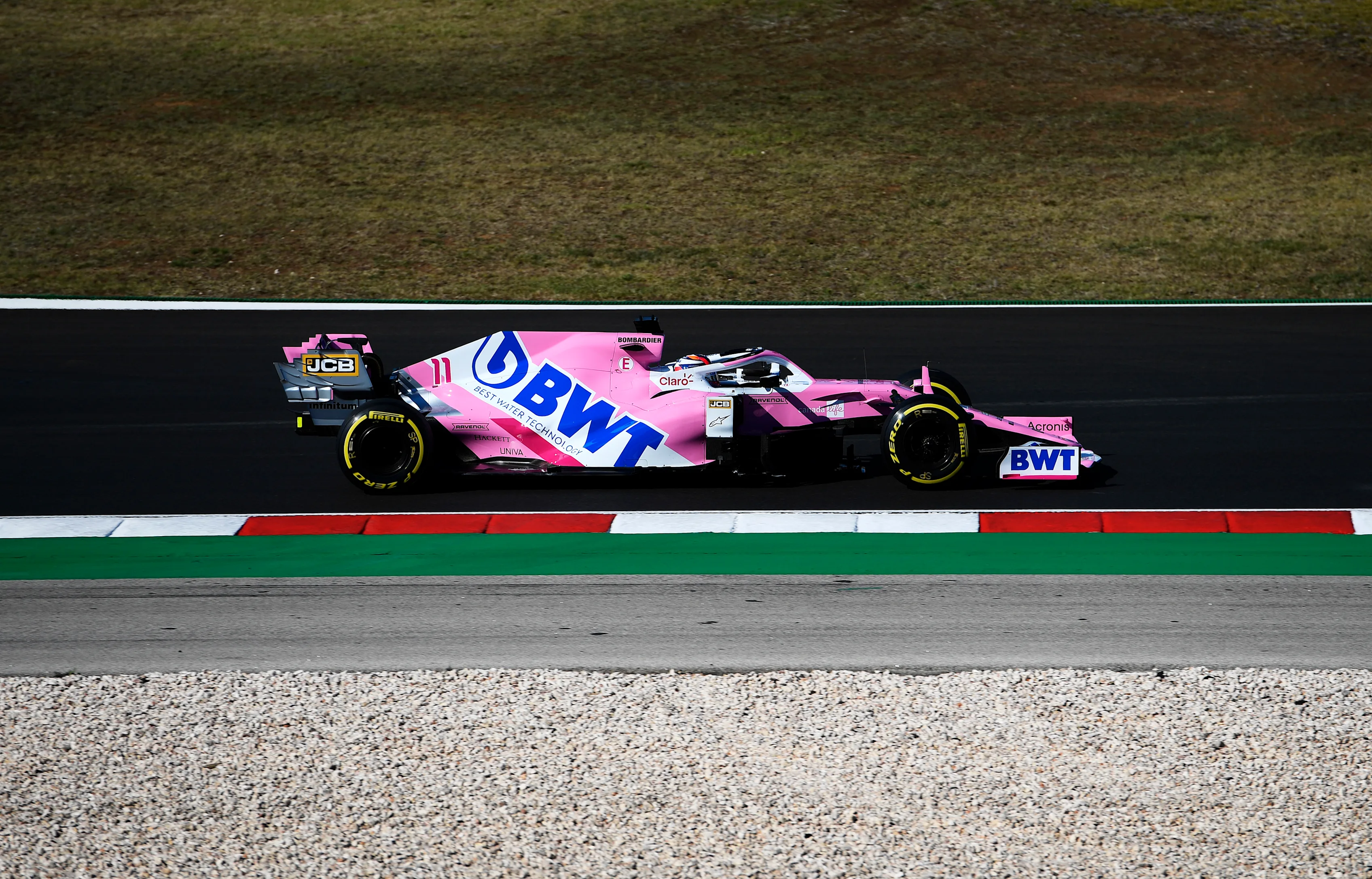 PORTIMAO, PORTUGAL - OCTOBER 24: Sergio Perez of Mexico driving the (11) Racing Point RP20 Mercedes on track during final practice ahead of the F1 Grand Prix of Portugal at Autodromo Internacional do Algarve on October 24, 2020 in Portimao, Portugal. (Photo by Rudy Carezzevoli/Getty Images)