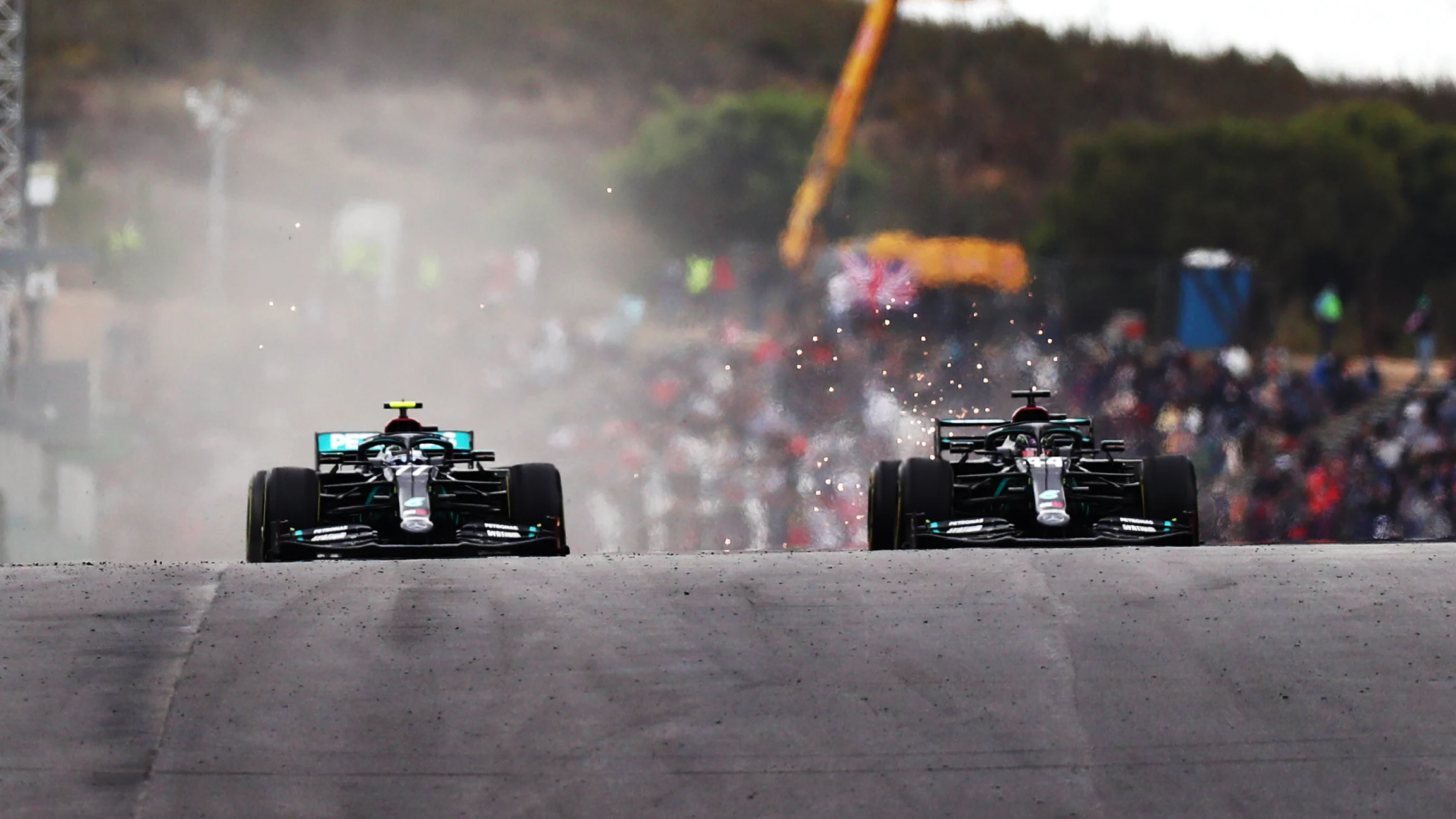 PORTIMAO, PORTUGAL - OCTOBER 25: Valtteri Bottas of Finland driving the (77) Mercedes AMG Petronas
