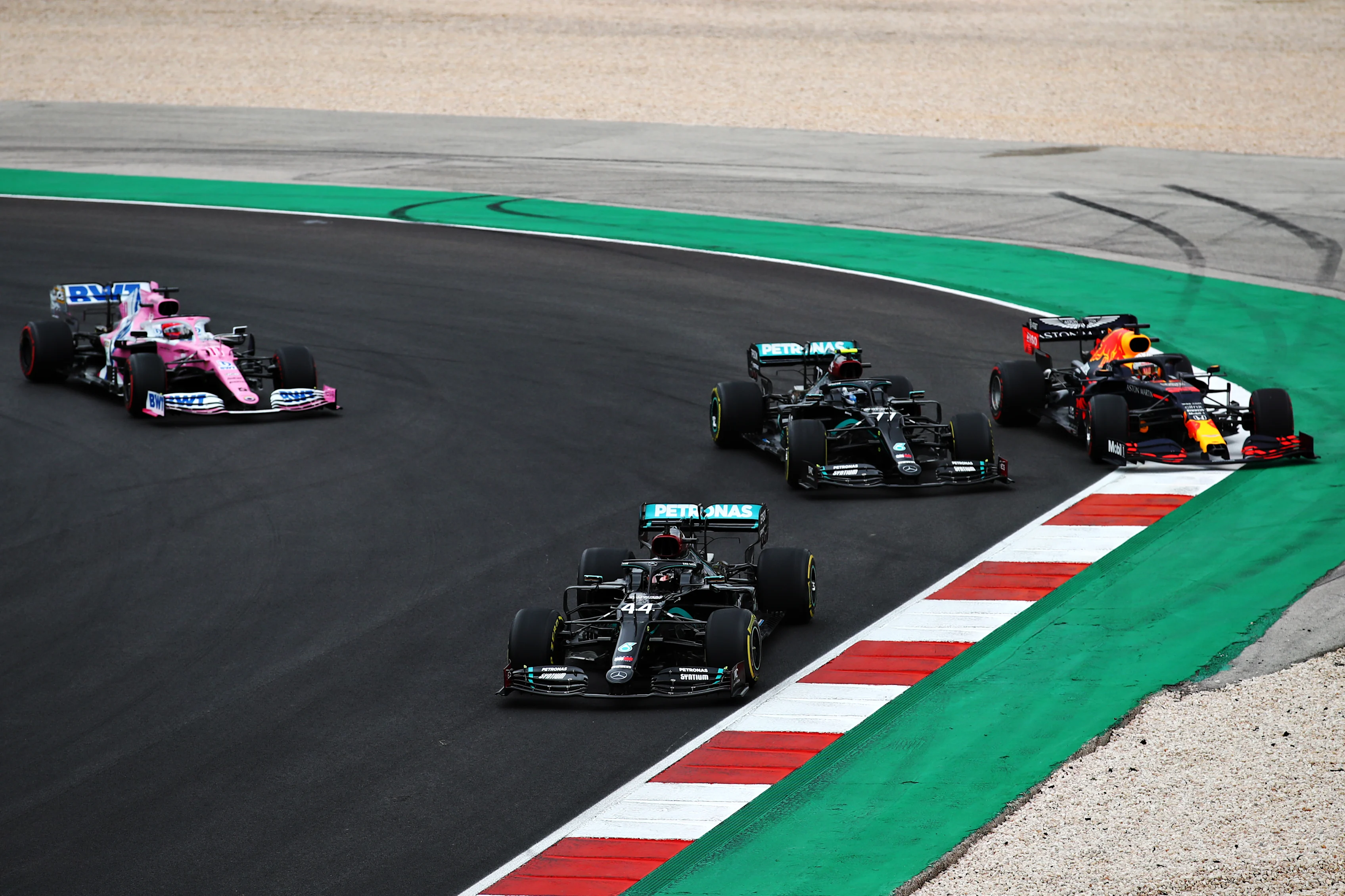 PORTIMAO, PORTUGAL - OCTOBER 25: Lewis Hamilton of Great Britain driving the (44) Mercedes AMG