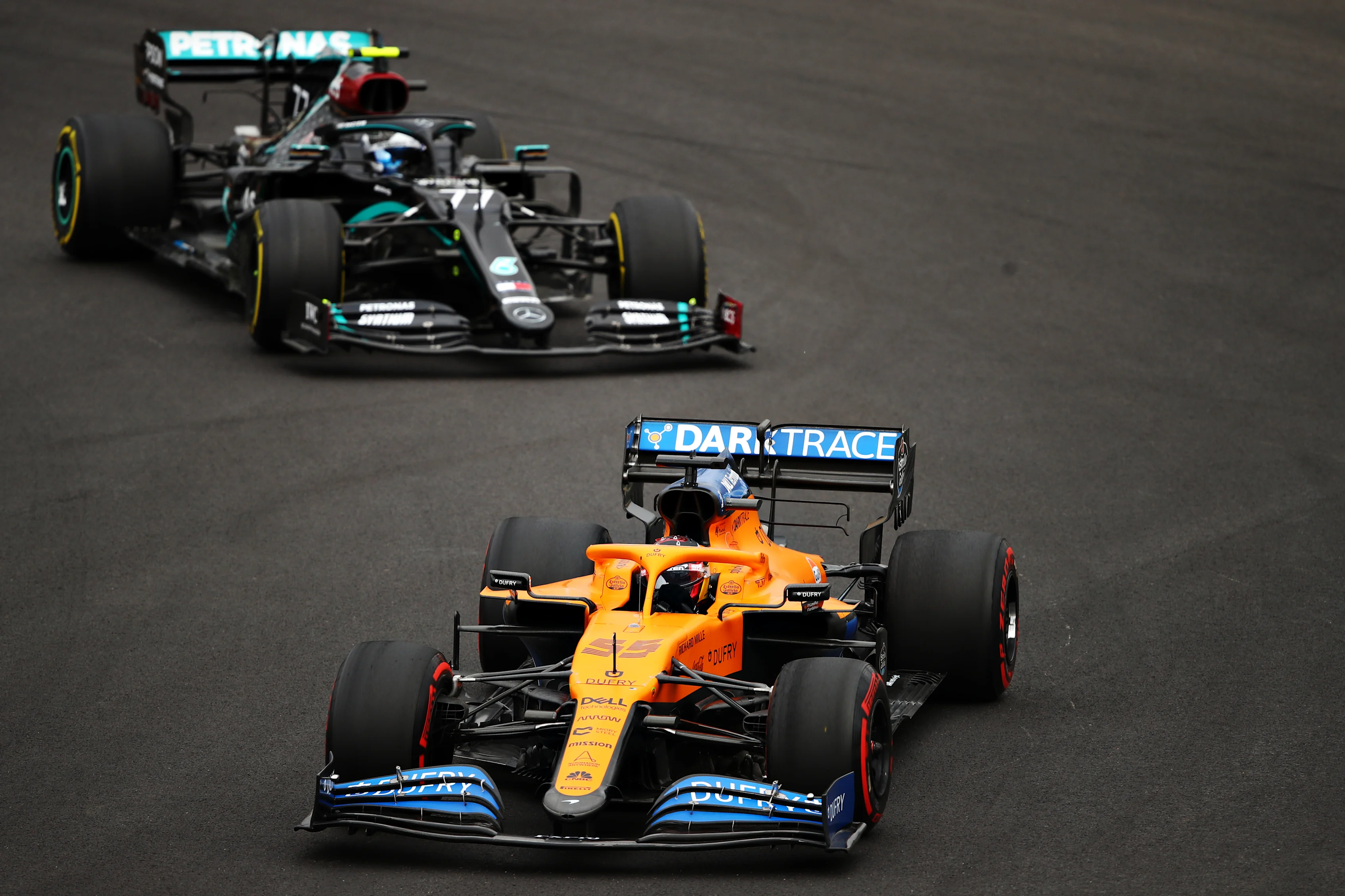 PORTIMAO, PORTUGAL - OCTOBER 25: Carlos Sainz of Spain driving the (55) McLaren F1 Team MCL35