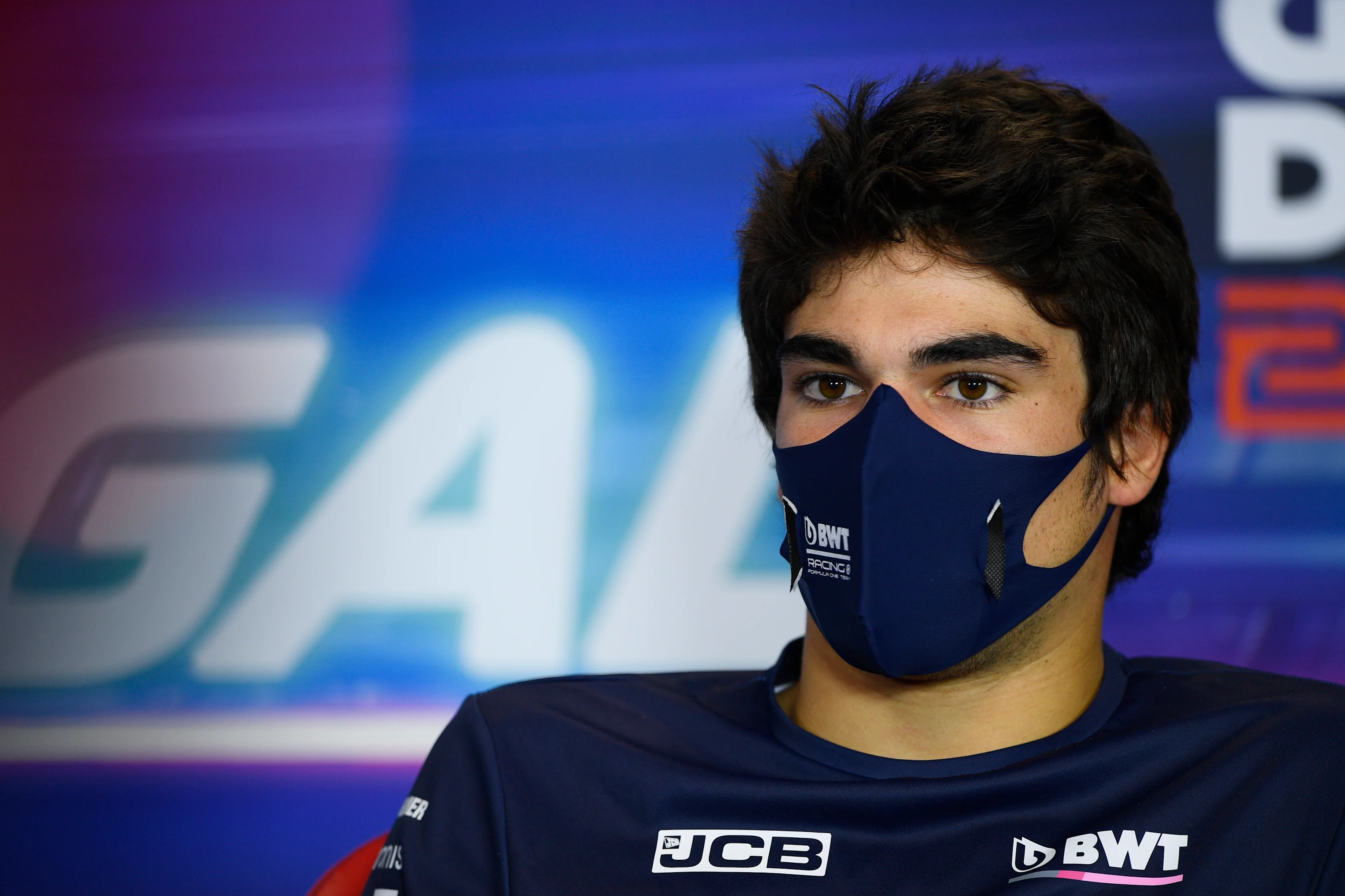 PORTIMAO, PORTUGAL - OCTOBER 22: Lance Stroll of Canada and Racing Point talks in the Drivers Press