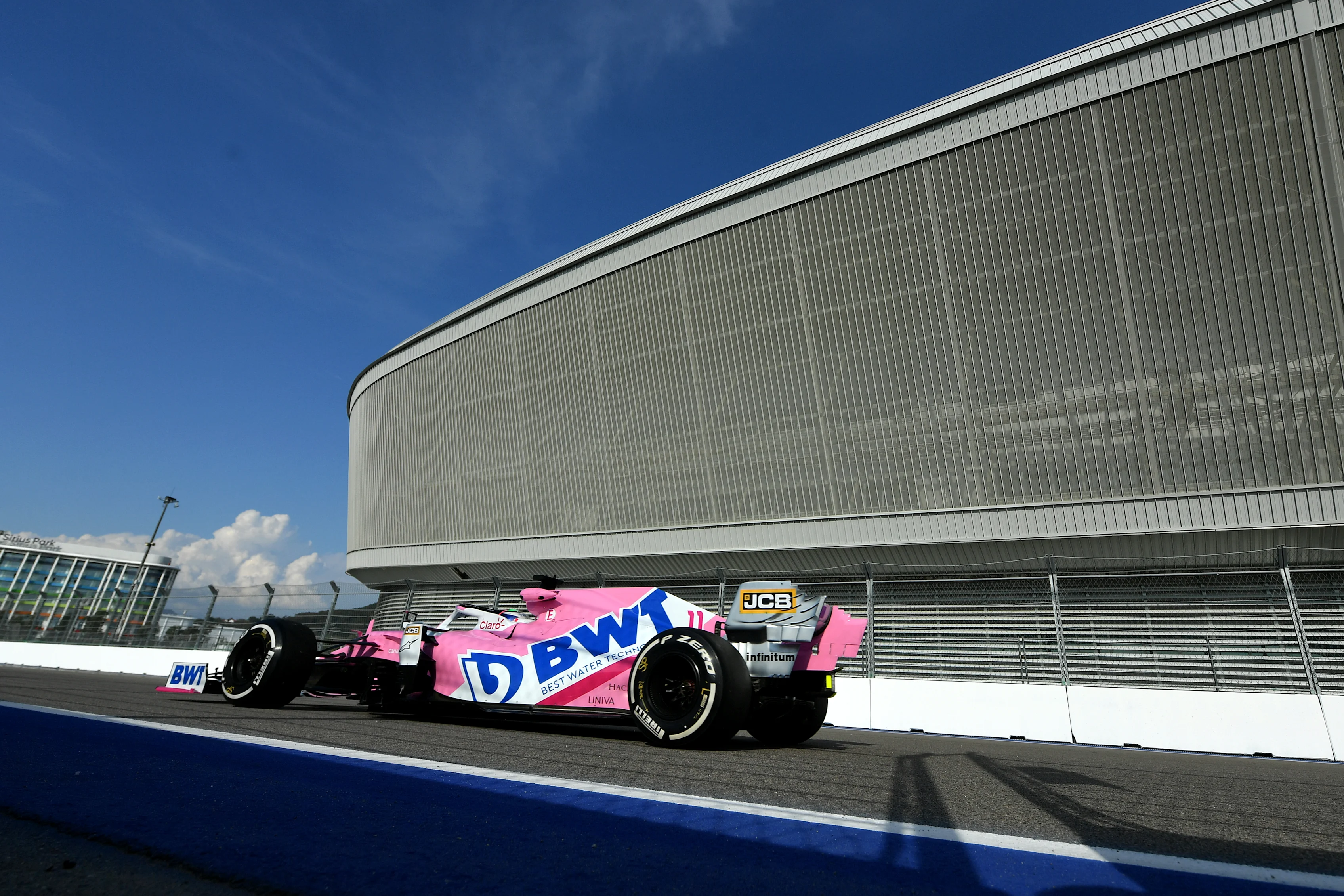 SOCHI, RUSSIA - SEPTEMBER 25: Sergio Perez of Mexico driving the (11) Racing Point RP20 Mercedes