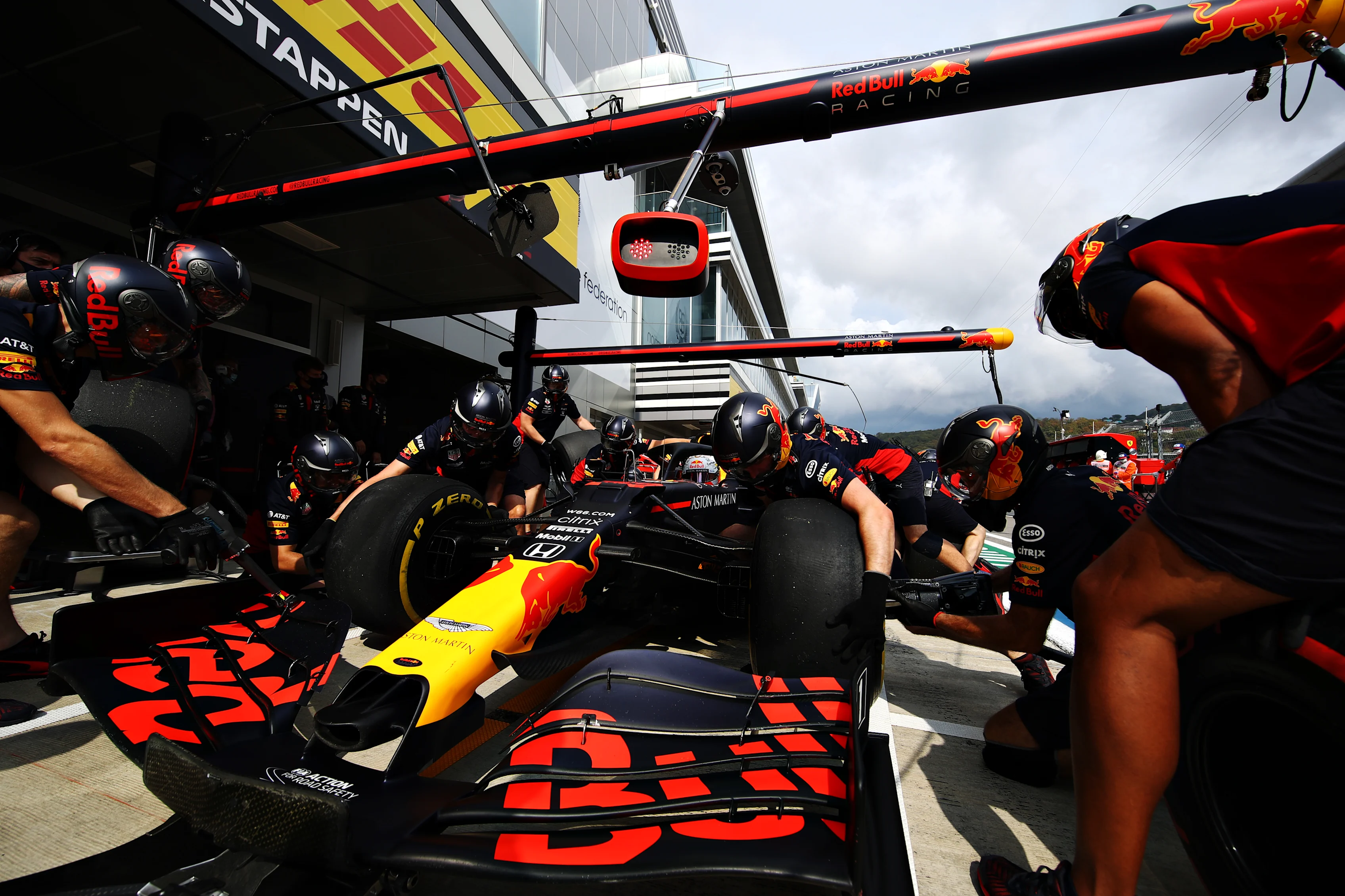 SOCHI, RUSSIA - SEPTEMBER 26: Max Verstappen of the Netherlands driving the (33) Aston Martin Red