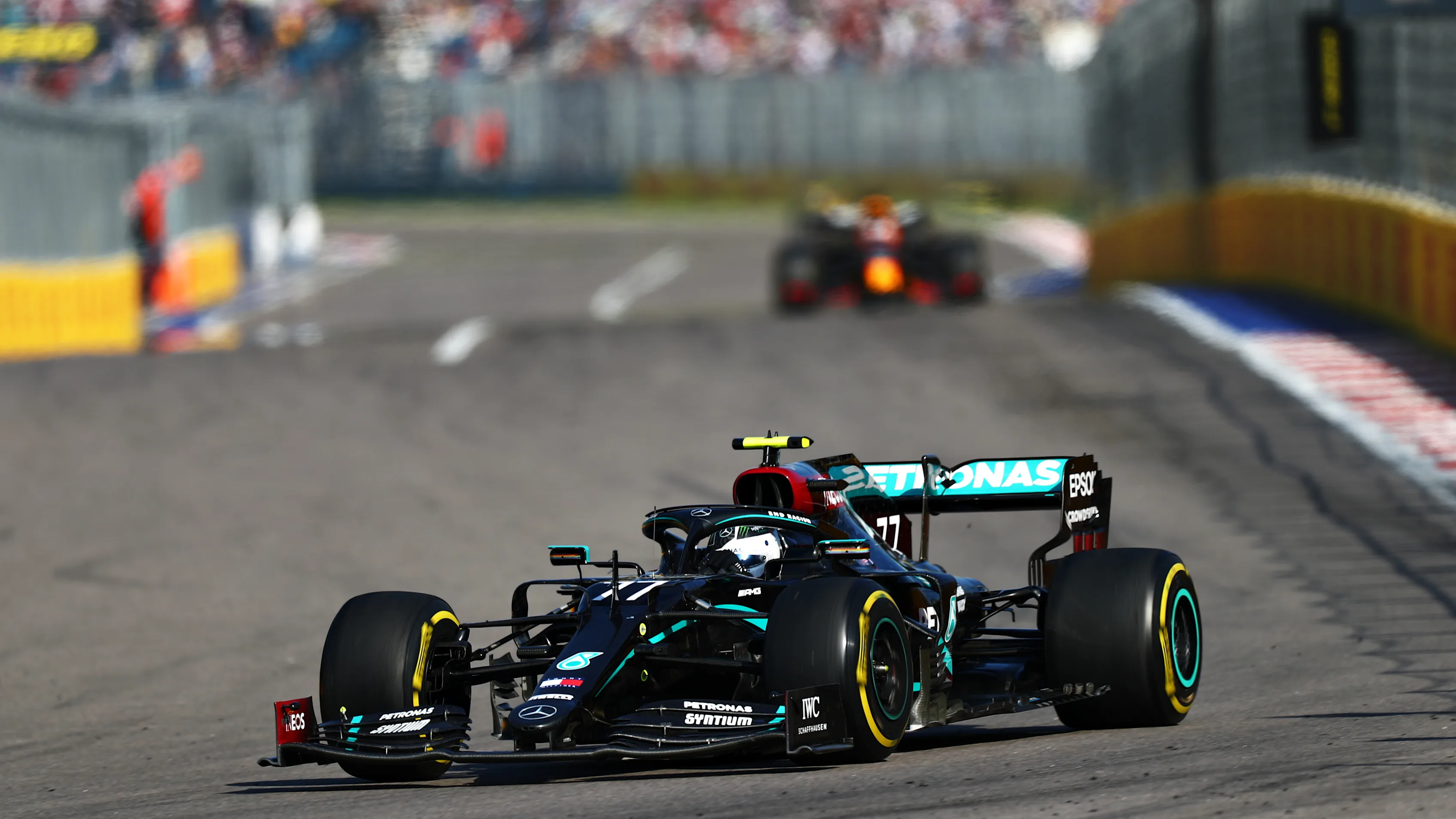 SOCHI, RUSSIA - SEPTEMBER 27: Valtteri Bottas of Finland driving the (77) Mercedes AMG Petronas F1