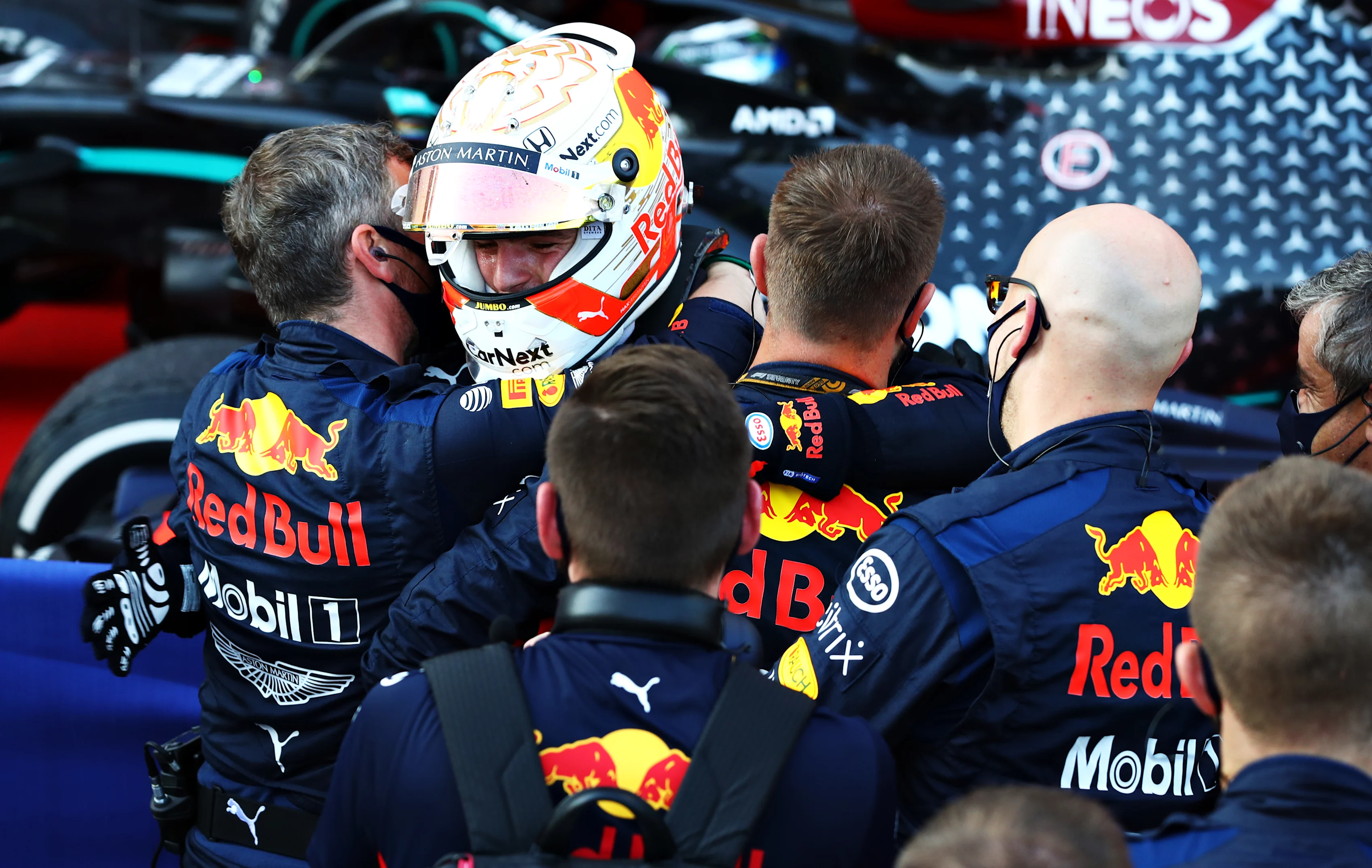 SOCHI, RUSSIA - SEPTEMBER 27: Second placed Max Verstappen of Netherlands and Red Bull Racing