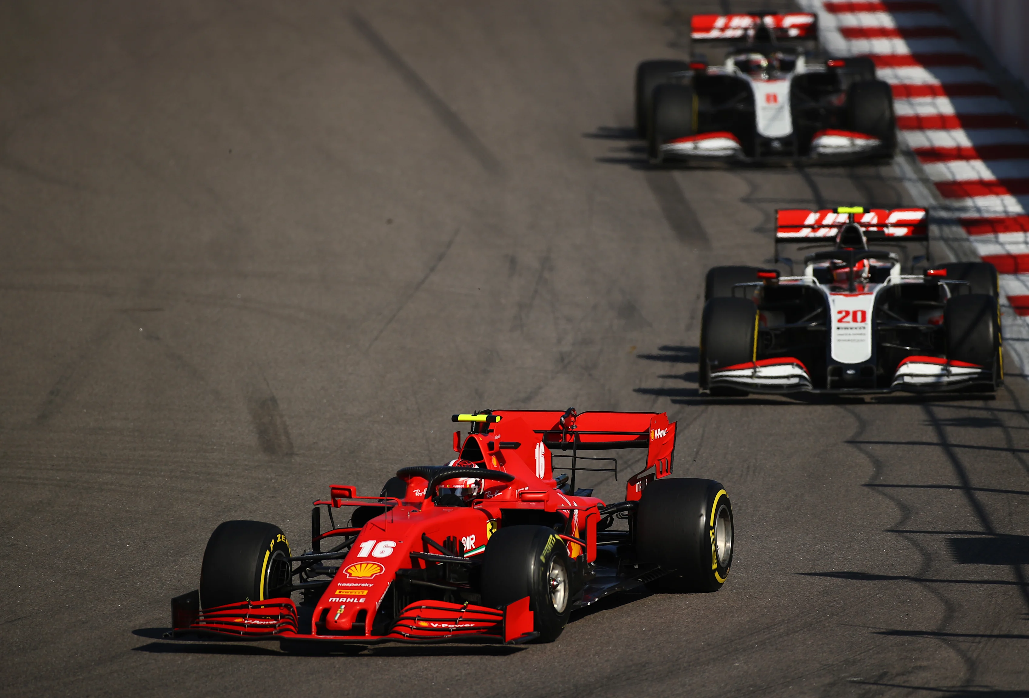 SOCHI, RUSSIA - SEPTEMBER 27: Charles Leclerc of Monaco driving the (16) Scuderia Ferrari SF1000