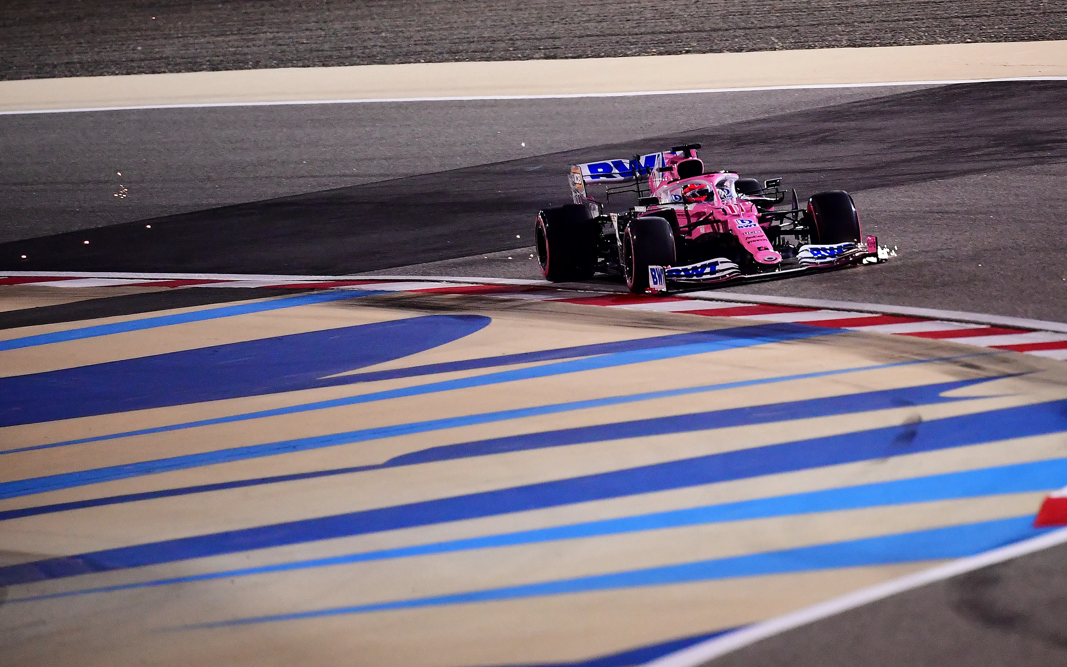 BAHRAIN, BAHRAIN - DECEMBER 05: Sergio Perez of Mexico driving the (11) Racing Point RP20 Mercedes on track during qualifying ahead of the F1 Grand Prix of Sakhir at Bahrain International Circuit on December 05, 2020 in Bahrain, Bahrain. (Photo by Giuseppe Cacace - Pool/Getty Images)