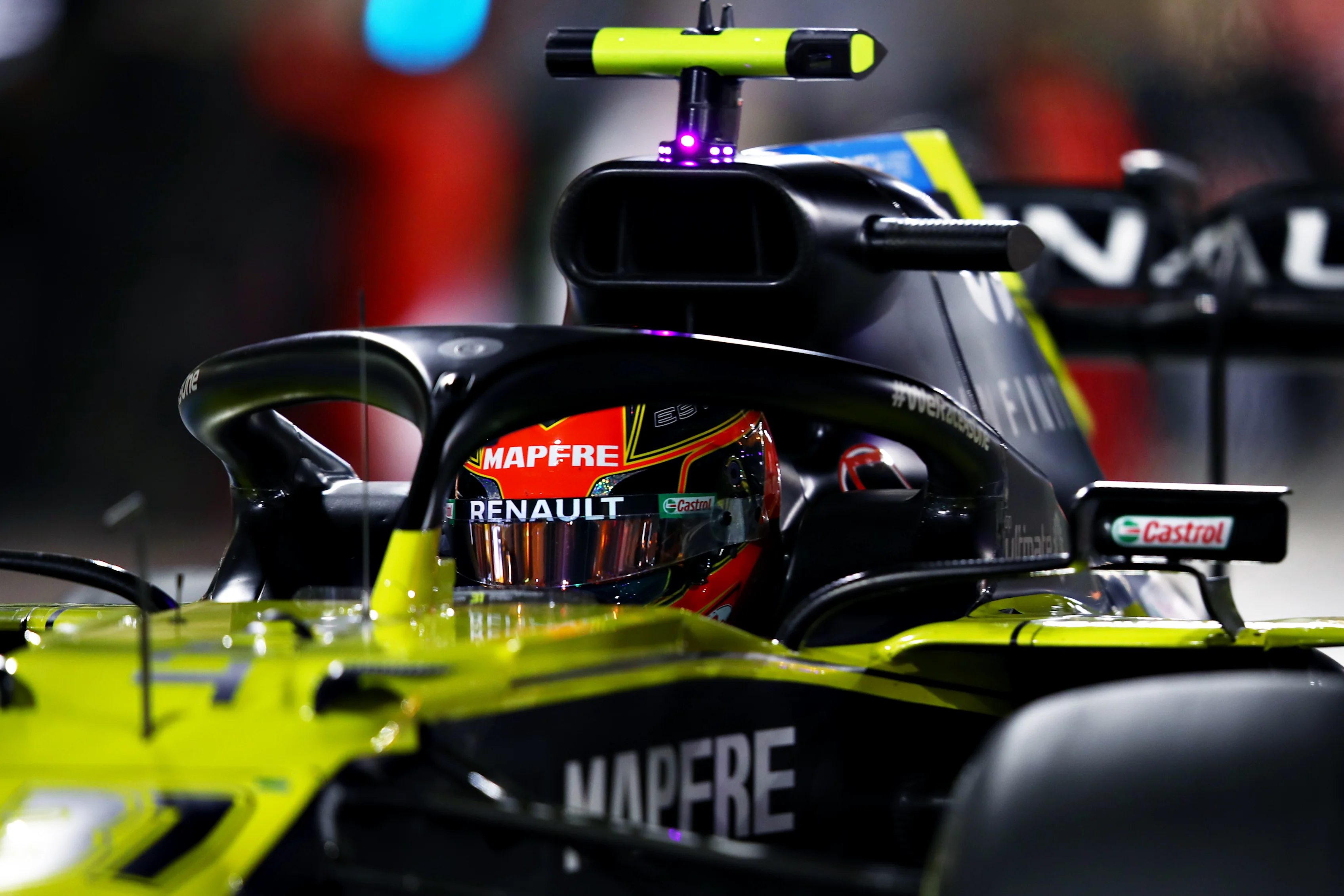 BAHRAIN, BAHRAIN - DECEMBER 05: Esteban Ocon of France driving the (31) Renault Sport Formula One Team RS20 in the Pitlane during qualifying ahead of the F1 Grand Prix of Sakhir at Bahrain International Circuit on December 05, 2020 in Bahrain, Bahrain. (Photo by Mark Thompson/Getty Images)