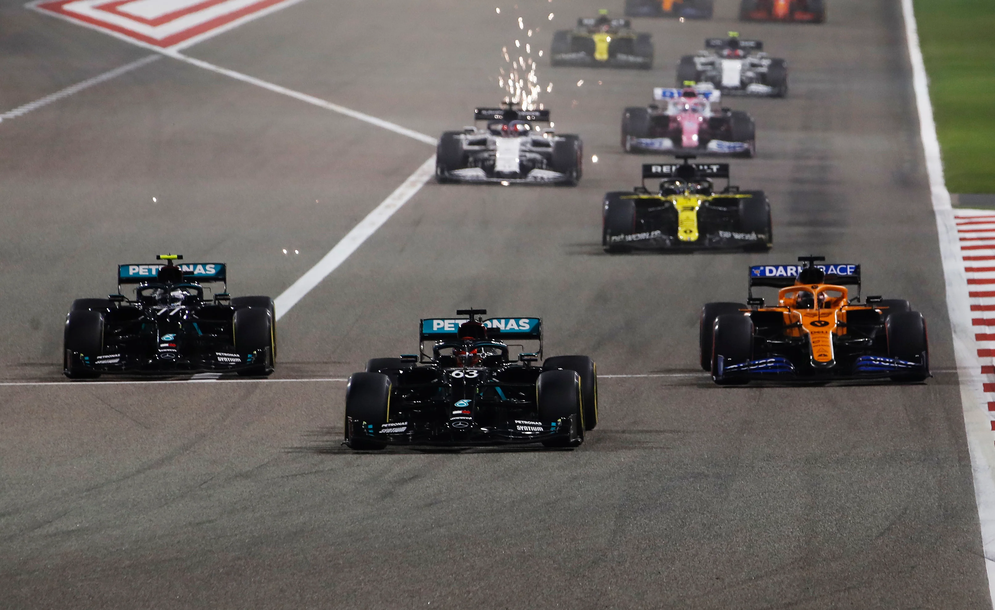 BAHRAIN, BAHRAIN - DECEMBER 06: Valtteri Bottas of Finland driving the (77) Mercedes AMG Petronas