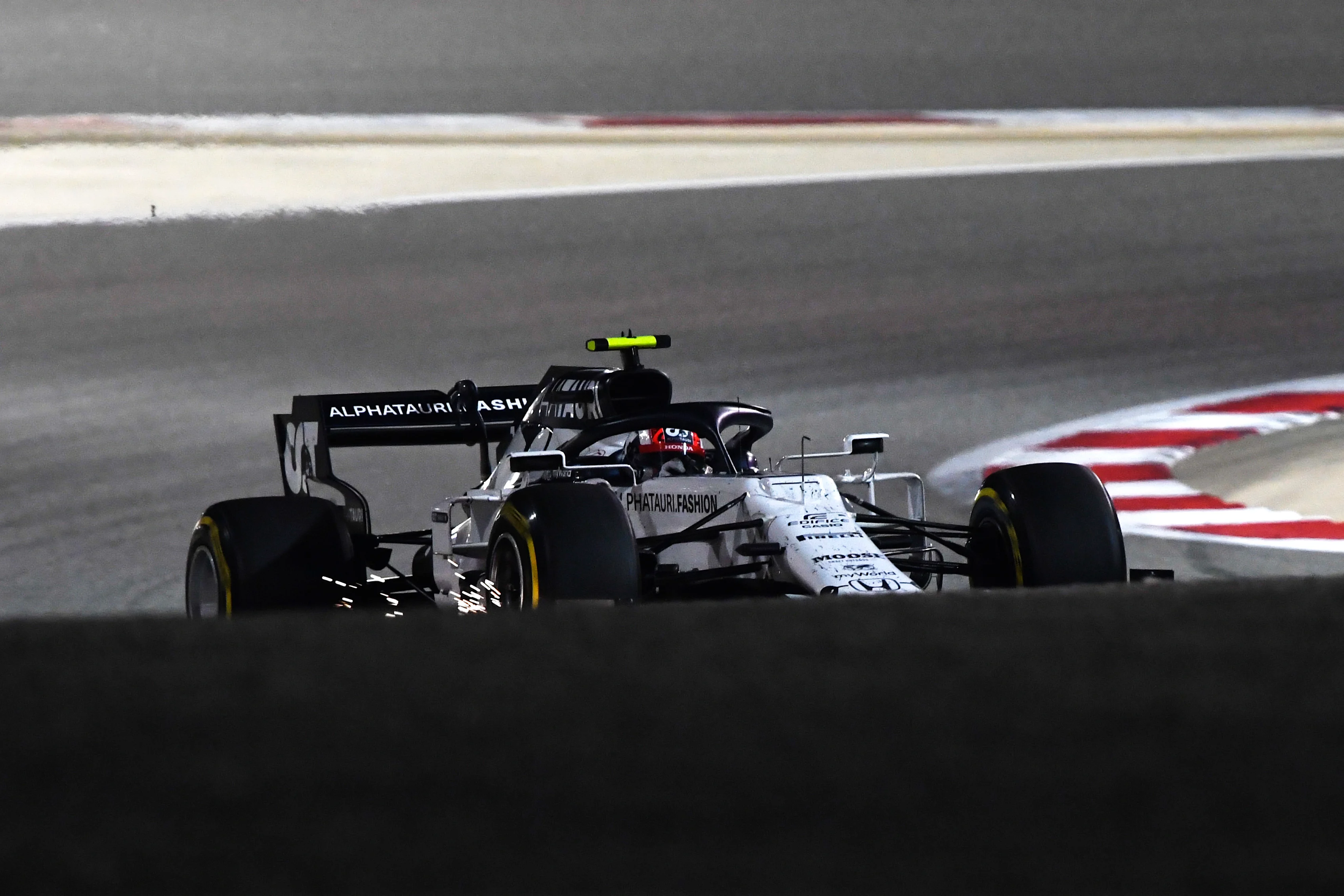 BAHRAIN, BAHRAIN - DECEMBER 06: Pierre Gasly of France driving the (10) Scuderia AlphaTauri AT01 Honda on track during the F1 Grand Prix of Sakhir at Bahrain International Circuit on December 06, 2020 in Bahrain, Bahrain. (Photo by Rudy Carezzevoli/Getty Images)