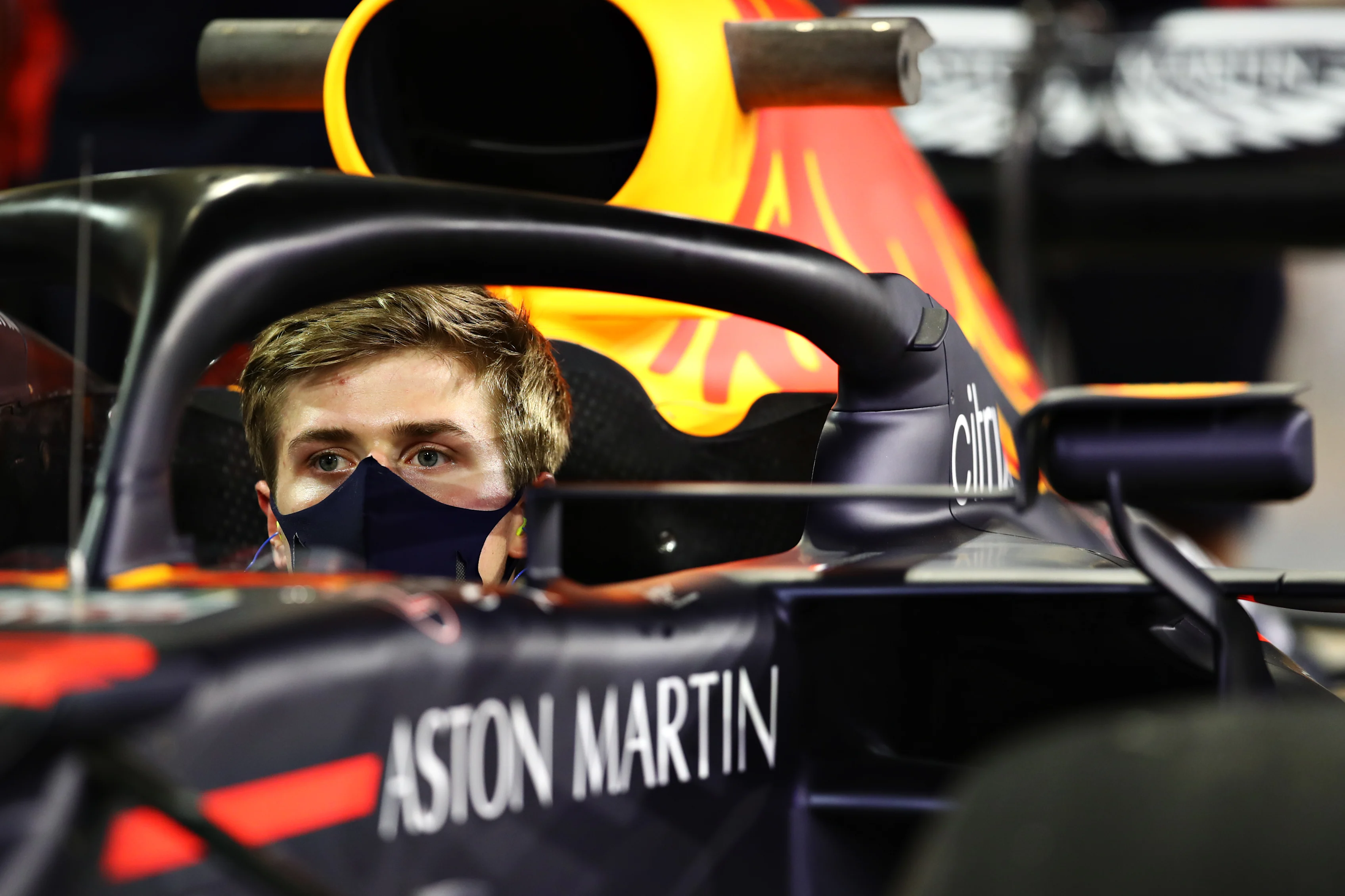 BAHRAIN, BAHRAIN - DECEMBER 03: Juri Vips of Estonia and Red Bull Racing has a seat fitting in the