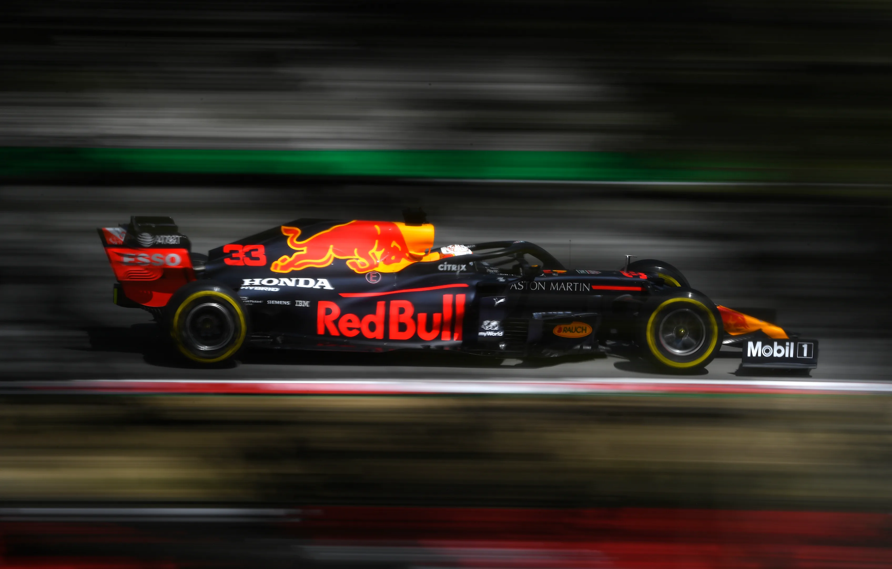 BARCELONA, SPAIN - AUGUST 14: Max Verstappen of the Netherlands driving the (33) Aston Martin Red