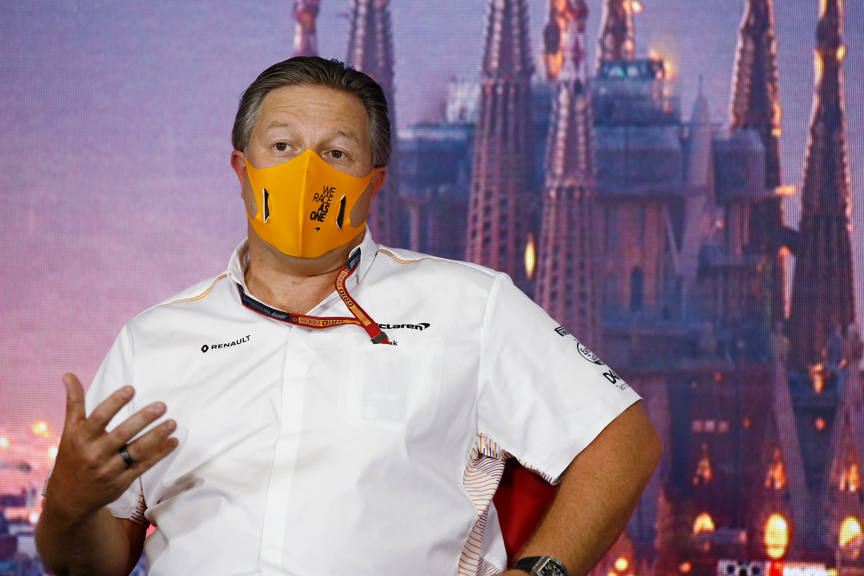 BARCELONA, SPAIN - AUGUST 14: McLaren Chief Executive Officer Zak Brown talks in a press conference