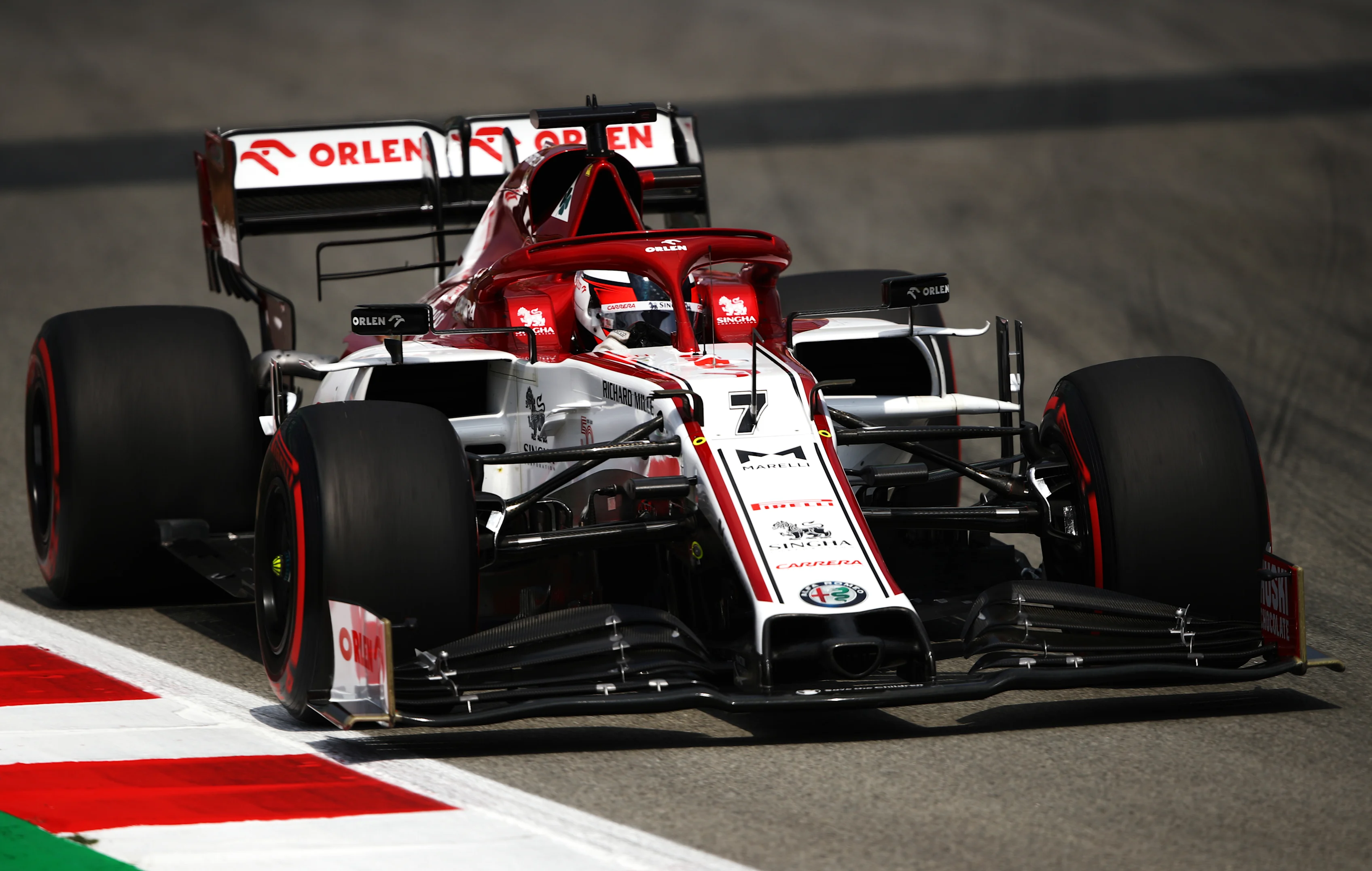 BARCELONA, SPAIN - AUGUST 14: Kimi Raikkonen of Finland driving the (7) Alfa Romeo Racing C39