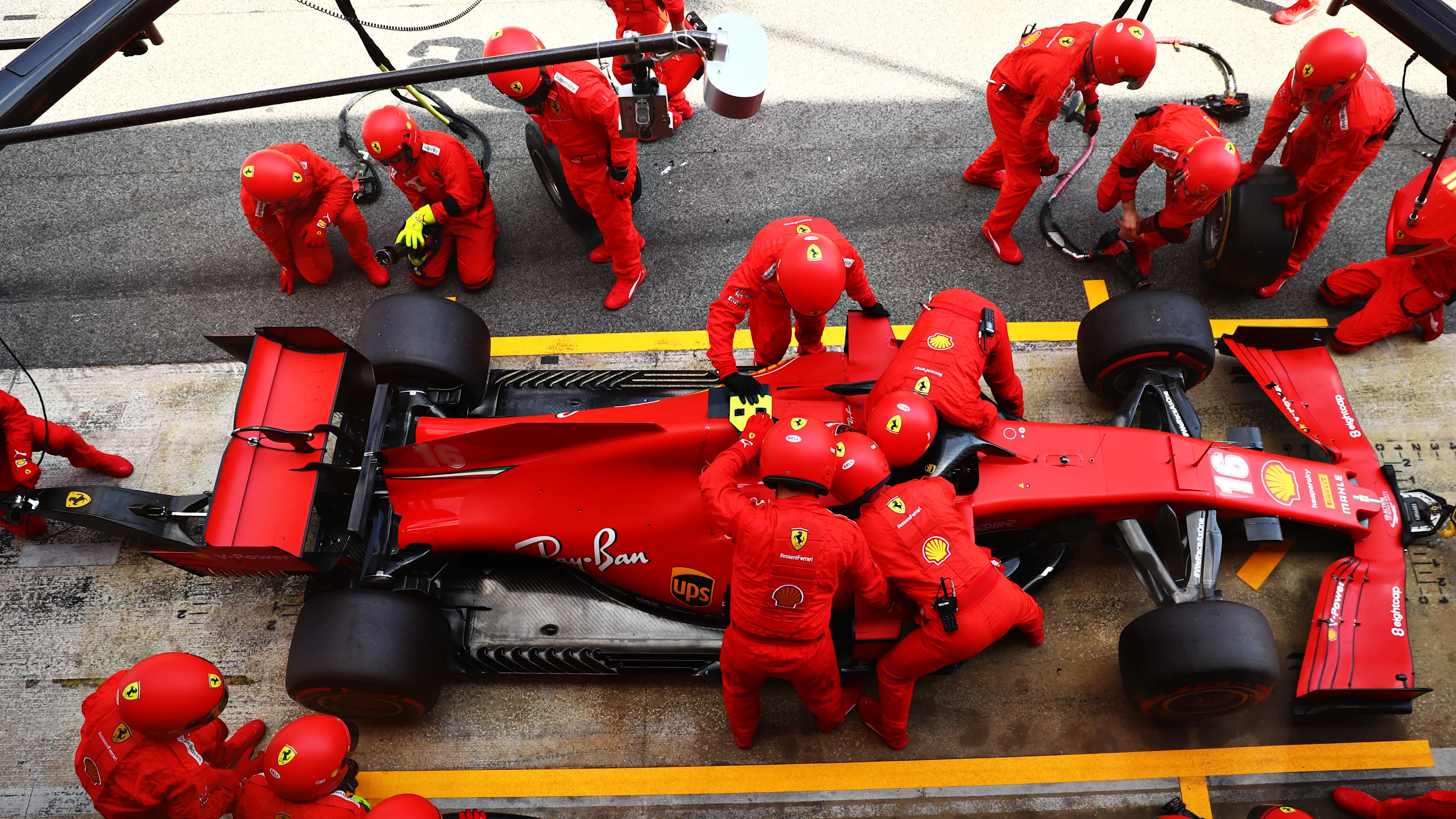 BARCELONA, SPAIN - AUGUST 16: Charles Leclerc of Monaco driving the (16) Scuderia Ferrari SF1000