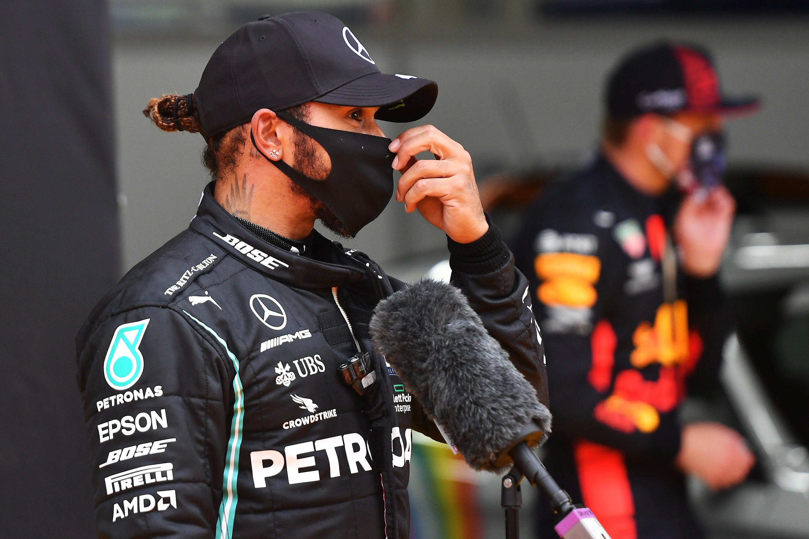 SPIELBERG, AUSTRIA - JULY 11: Pole position qualifier Lewis Hamilton of Great Britain and Mercedes