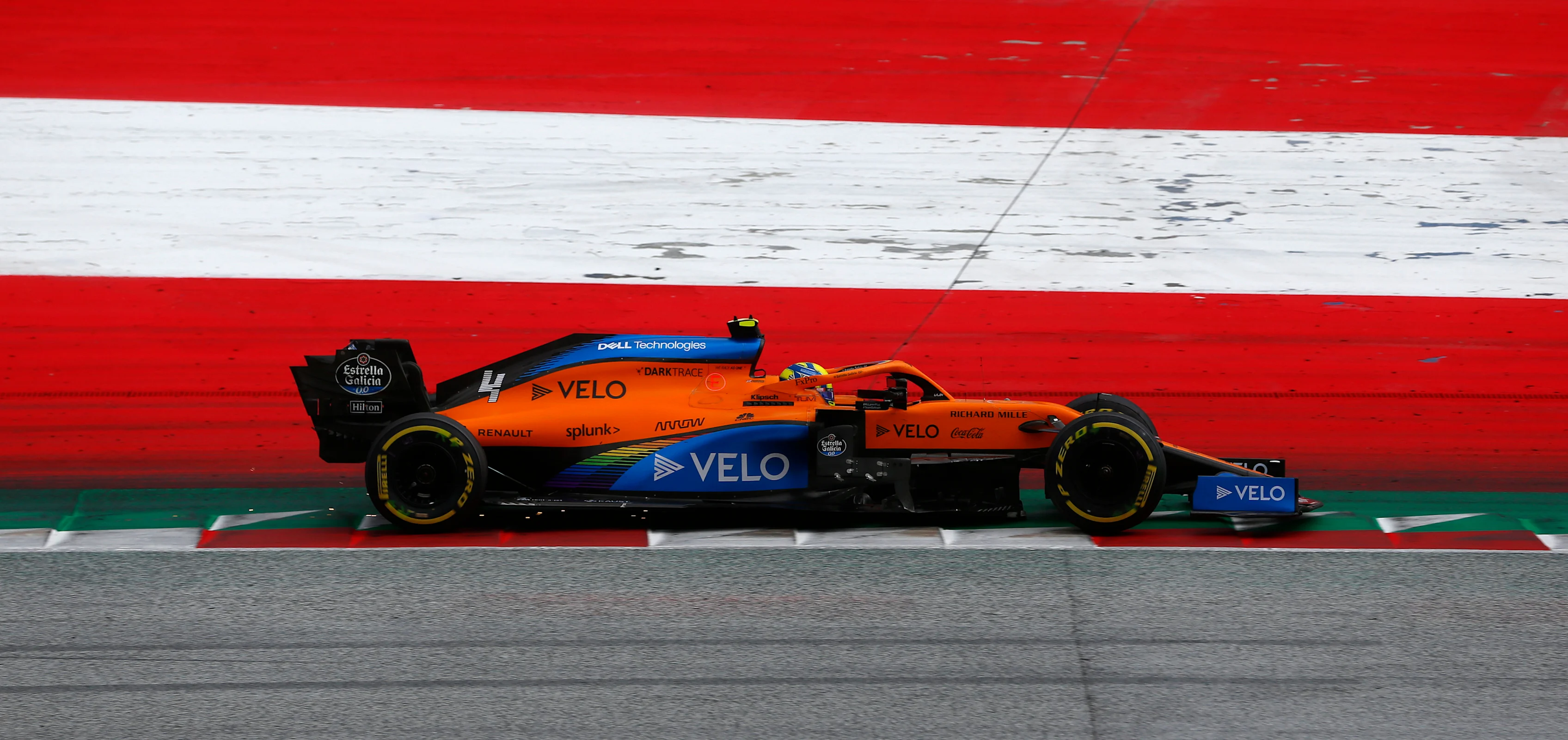 SPIELBERG, AUSTRIA - JULY 12: Lando Norris of Great Britain driving the (4) McLaren F1 Team MCL35