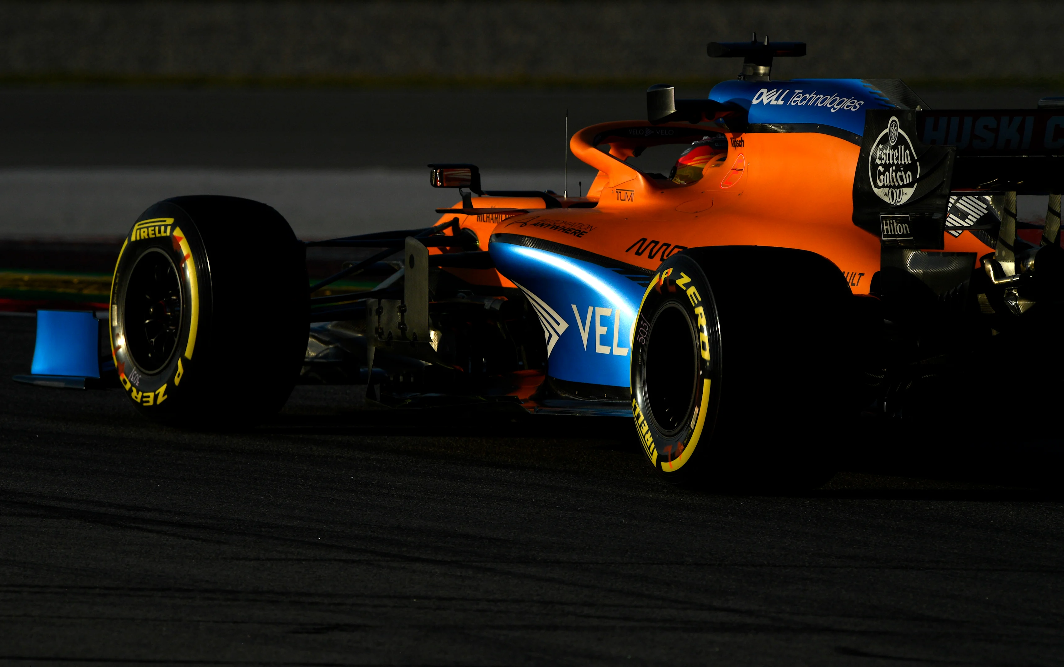 BARCELONA, SPAIN - FEBRUARY 19: Carlos Sainz of Spain driving the (55) McLaren F1 Team MCL35