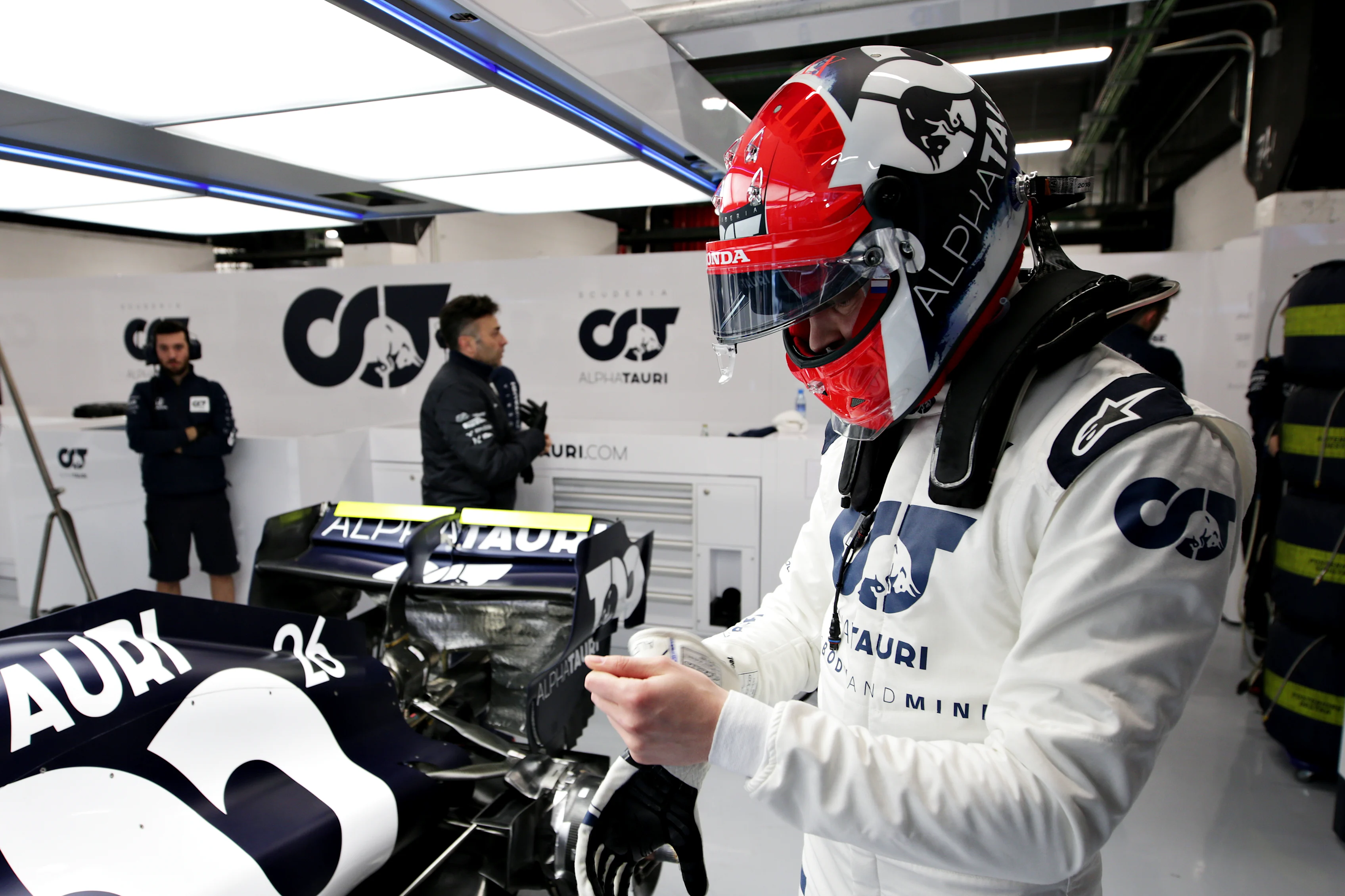 BARCELONA, SPAIN - FEBRUARY 21: Daniil Kvyat of Russia and Scuderia AlphaTauri prepares to drive in