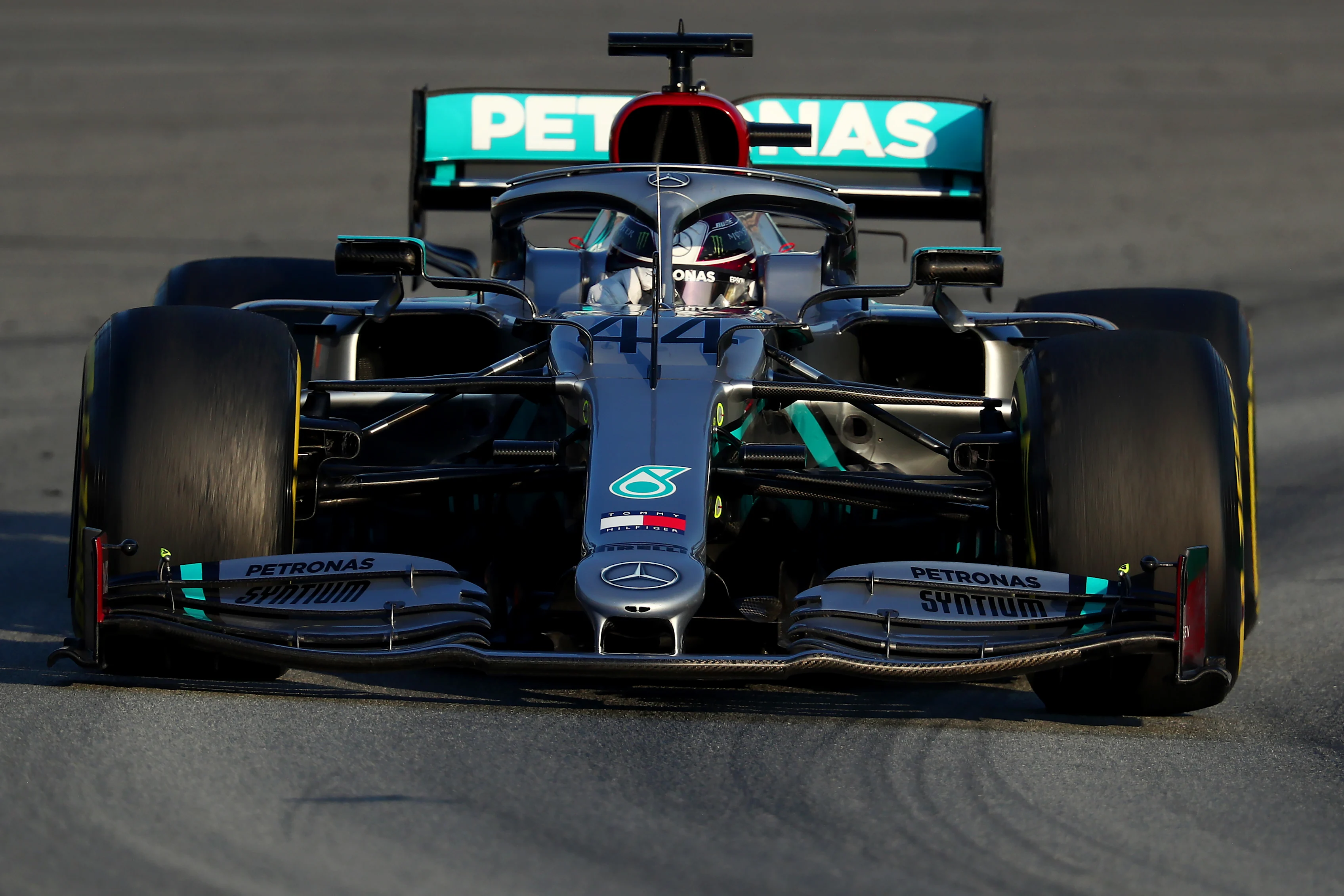 BARCELONA, SPAIN - FEBRUARY 21: Lewis Hamilton of Great Britain driving the (44) Mercedes AMG